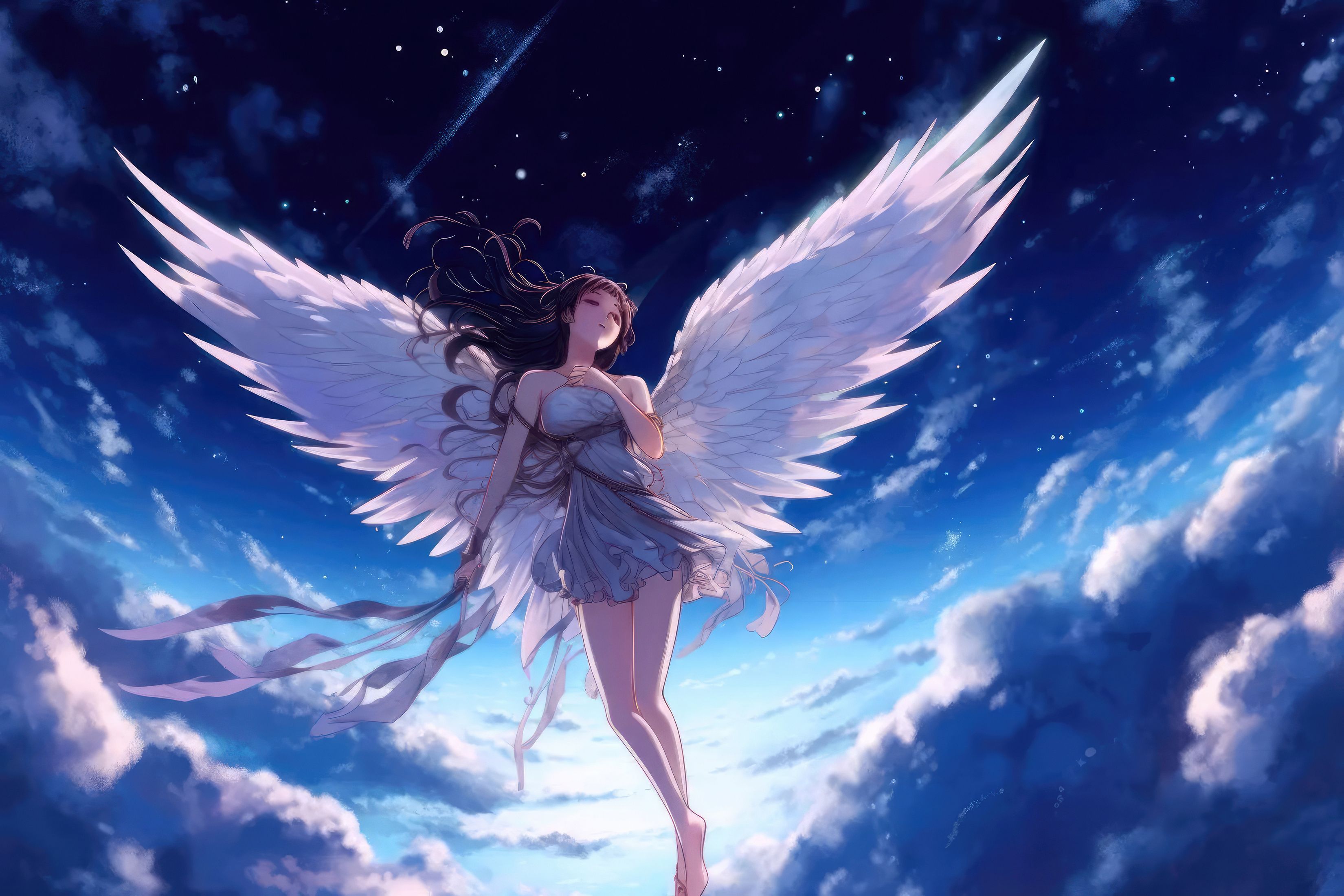 3300x2200 Anime Angel Girl Flying In Heaven Angels