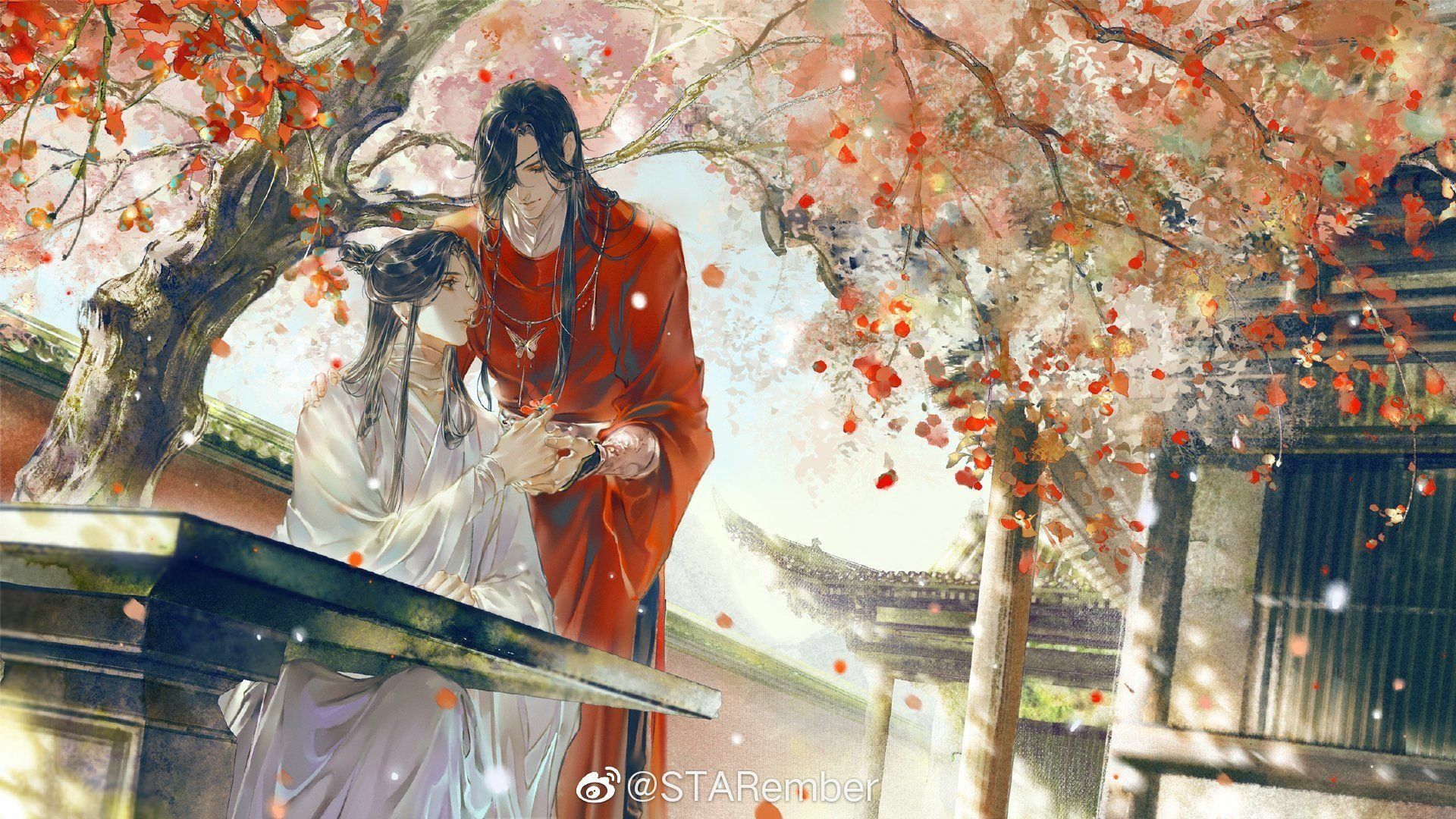 1920x1080 Heaven Official's Blessing: Xie Lian & Hua Cheng in Crimson Rain HD Wallpaperx1080