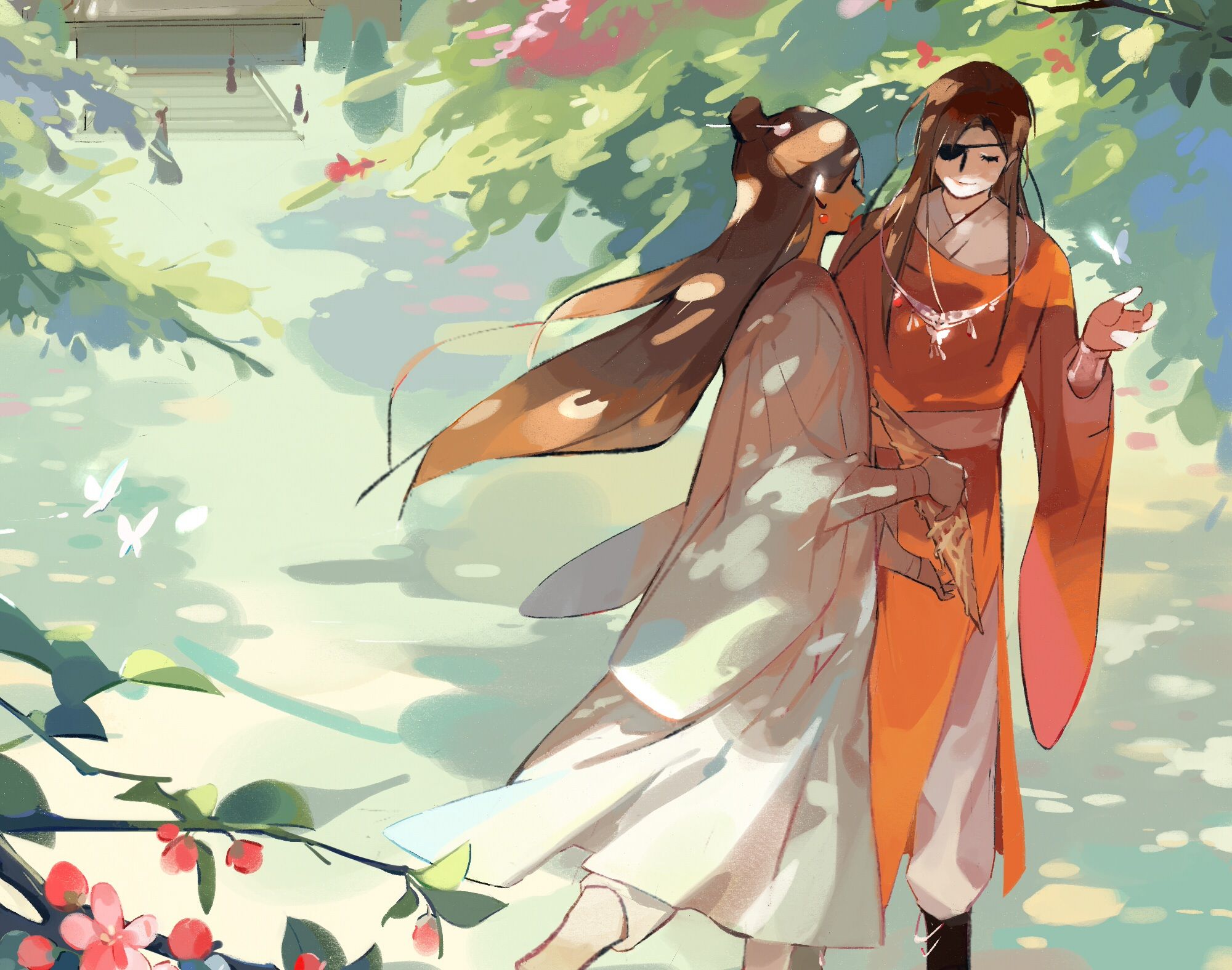 2000x1576 Desktop wallpaper: Heaven Official's Blessing, Tian Guan Ci Fu, Crimson Rain Sought Flower, Hua Cheng, Xie Lian, Anime, His Royal Highness The Crown Prince Of Xianle, San Lang 4K free download for