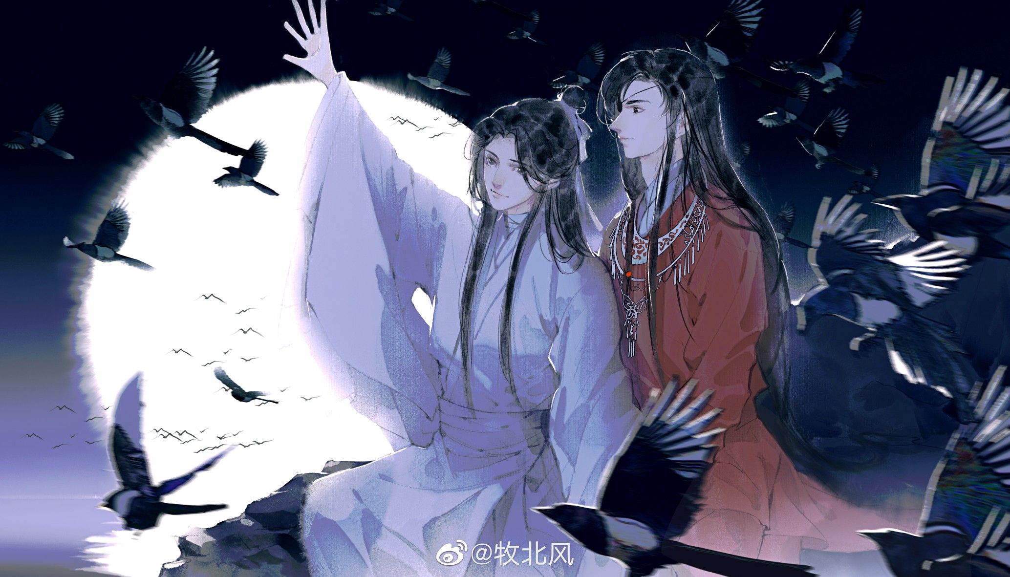 2067x1181 Desktop wallpaper: Heaven Official's Blessing, Tian Guan Ci Fu, Hua Cheng, Anime, Crimson Rain Sought Flower, His Royal Highness The Crown Prince Of Xianle, San Lang, Xie Lian 4K free download for