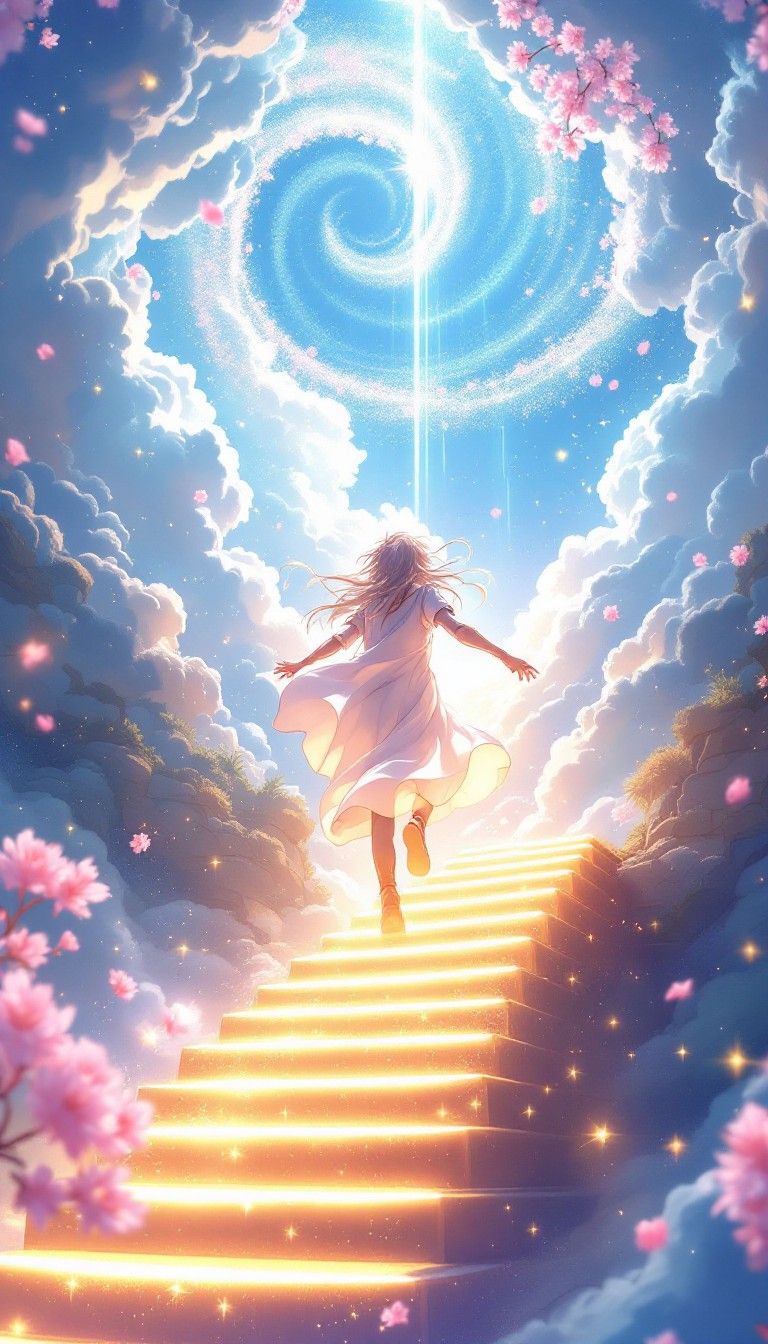 768x1344 Free Stairway to Dreams Image, Celestial, Anime