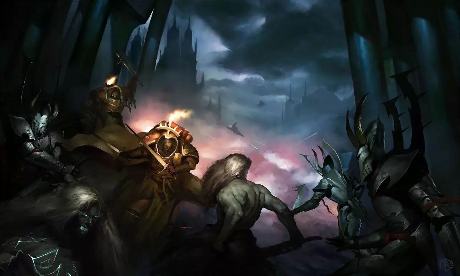 1920x1152 Space Marines vs Dark Eldar