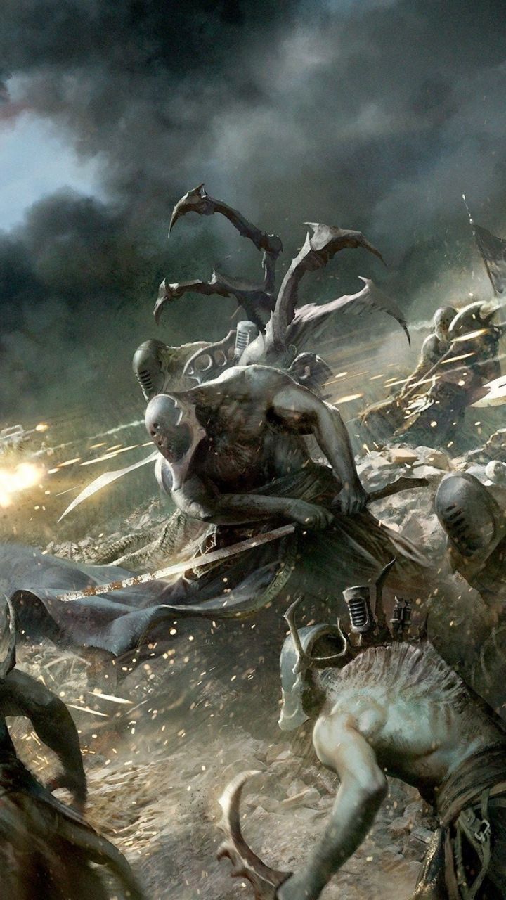720x1280 Warhammer 40k, battle, creepy creatures, video game, 720x1280 wallpaper