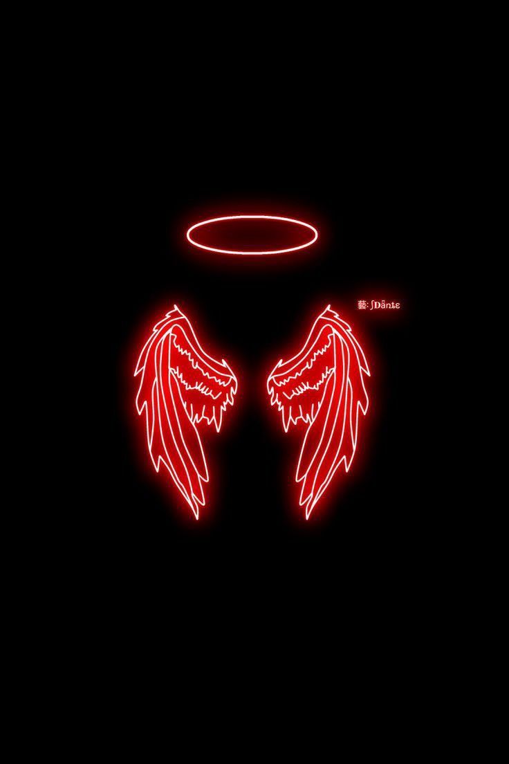 736x1104 Glowing Angel Wings Wallpaper. Red angel halo, Green neon angel wings illustration, Neon pink wings overlay