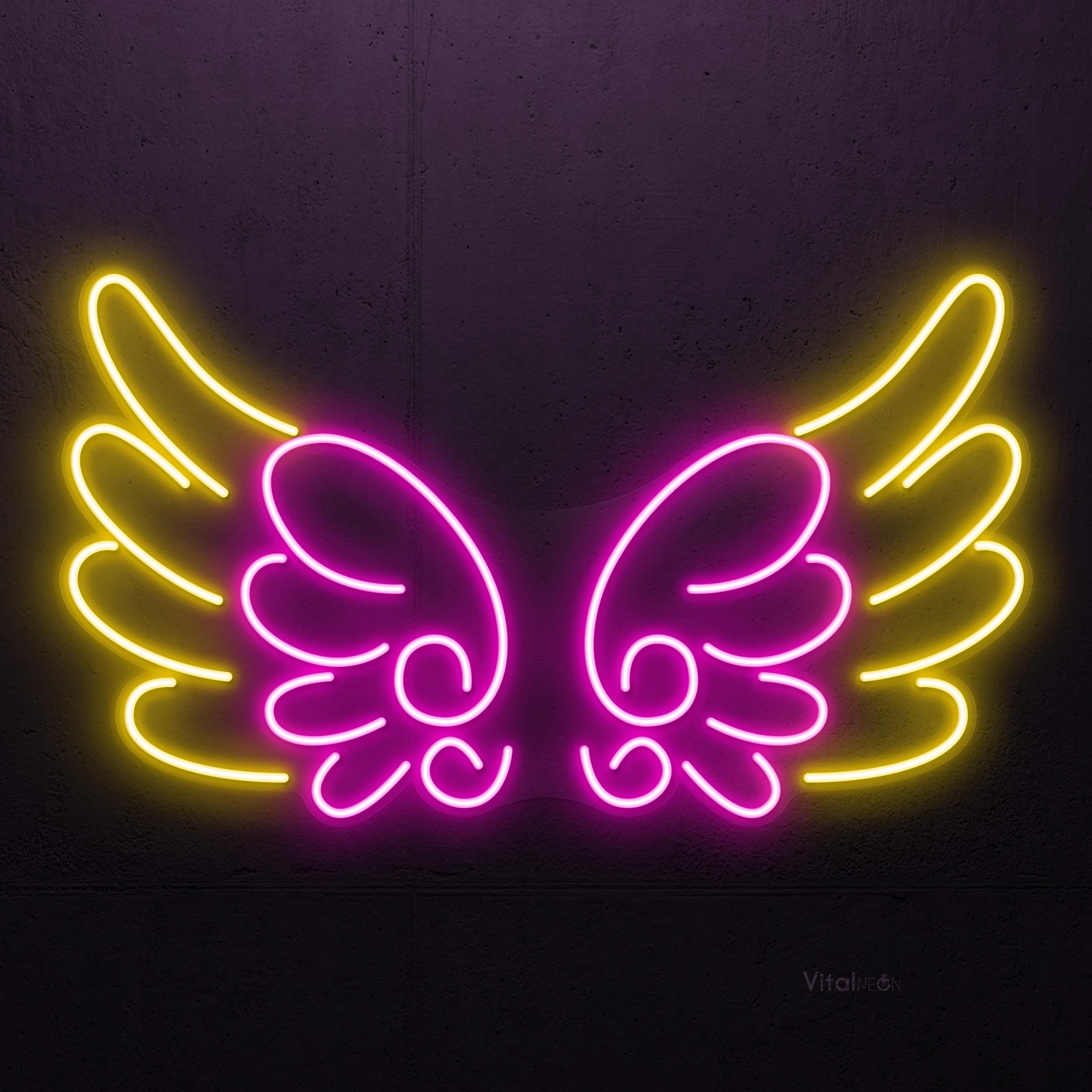 2500x2500 Angel Wings LED Neon Sign, Party Wall Decor