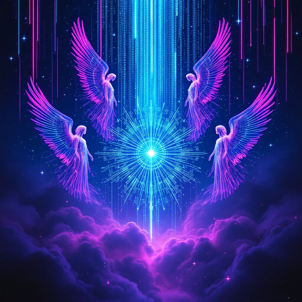 1024x1024 Free Neon Angel Guardians Image, Guardians, Wings