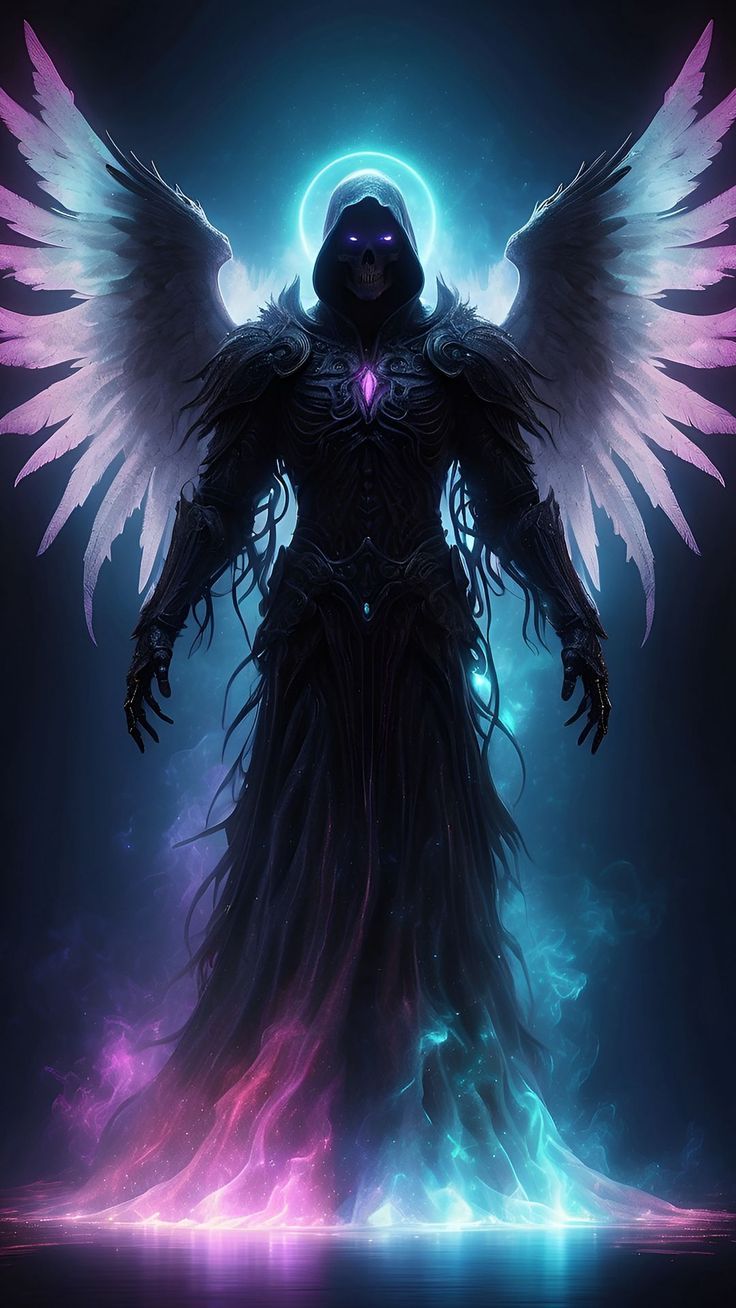 736x1308 Wallpaper angel, dark, devil, neon, Fantasy 4K by ♤CRISTIAN♧¿. Download wallpaper angel, dark, devil, neon for free