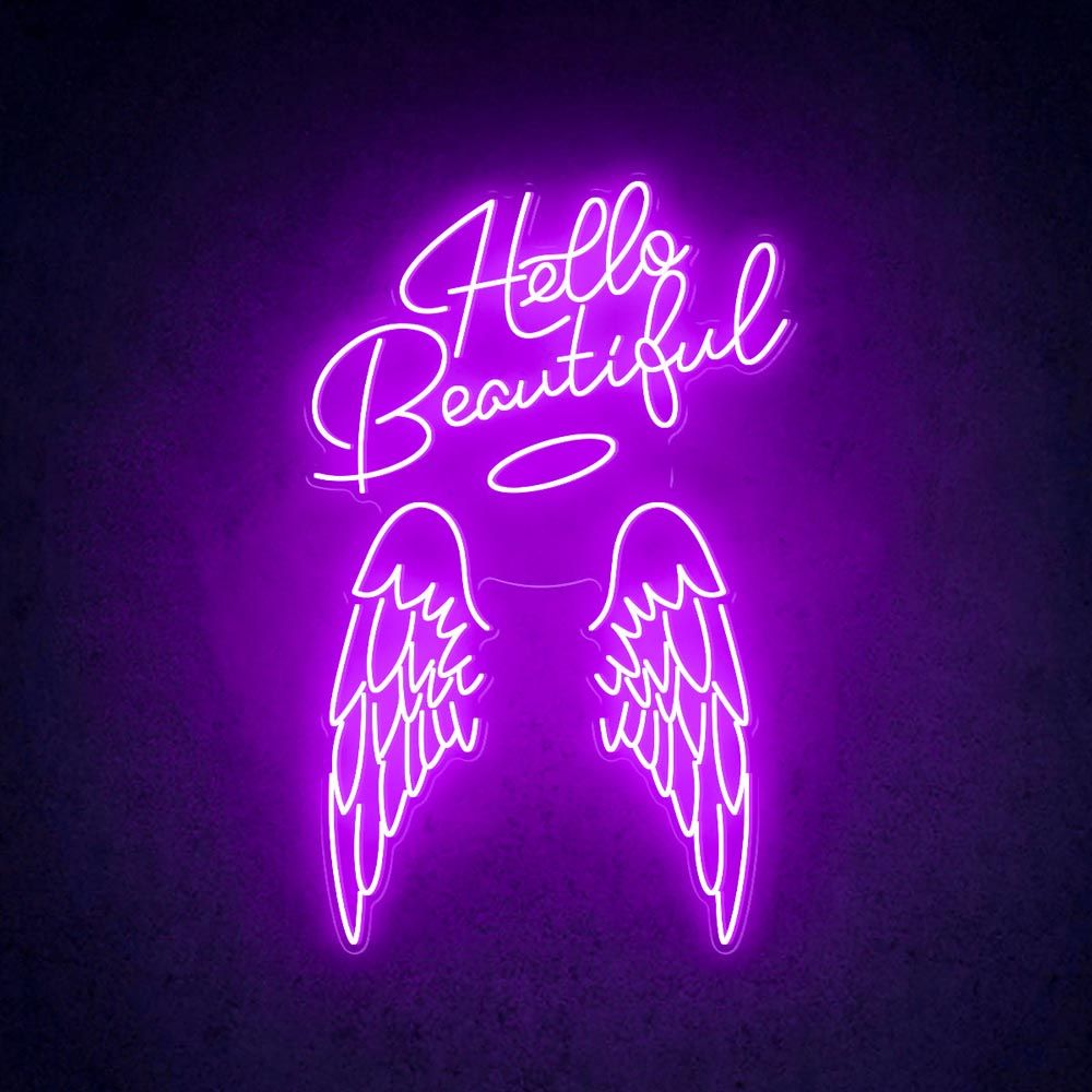 1000x1000 HDJSign Beautiful Angel Wings Beauty Salon Neon Sign / 94cm*150cm