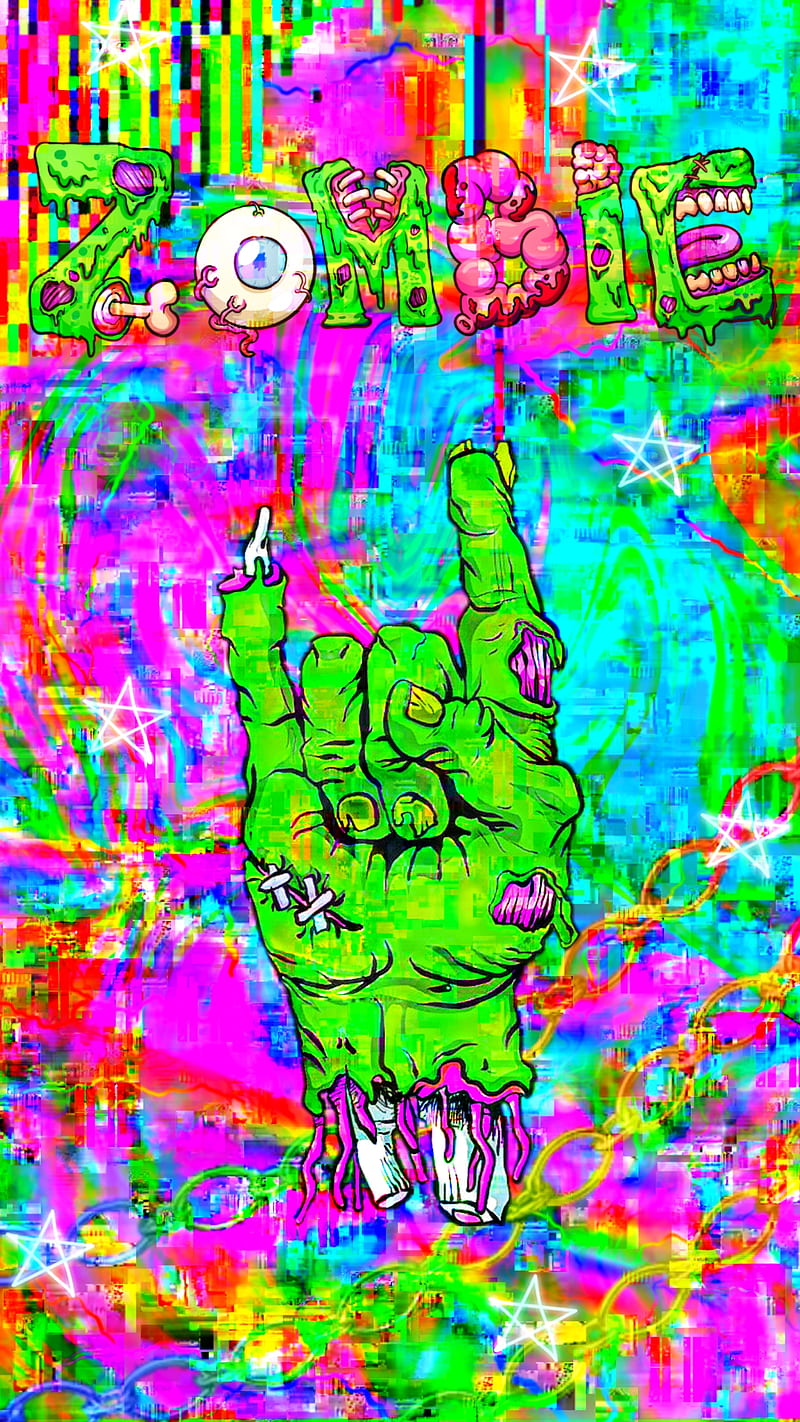 800x1422 Glitchcore Zombie, aesthetic, cool, core, glitch, halloween, monster, trippy, HD phone wallpaper
