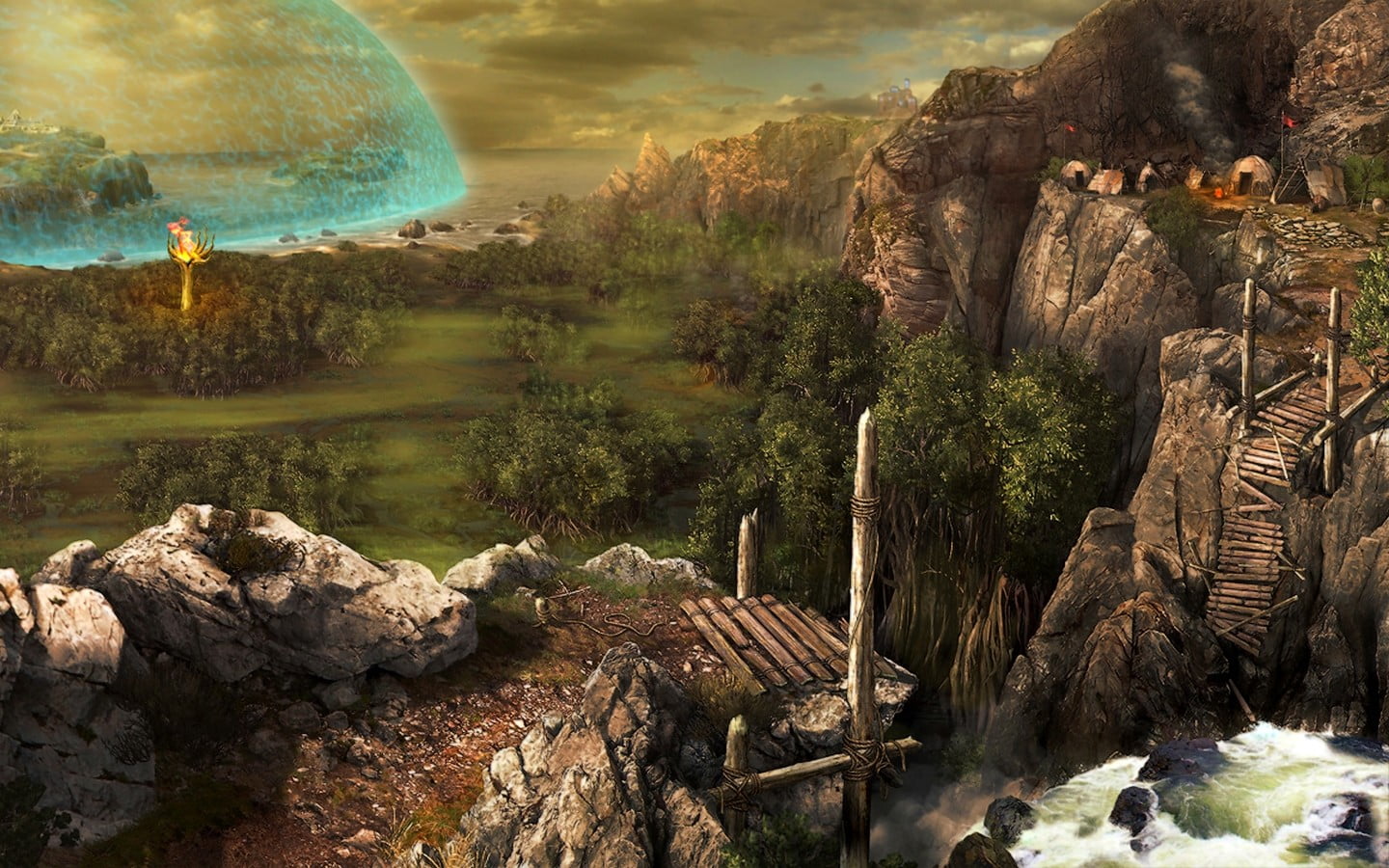1440x900 Painting of hill with broken bridge, Gothic, Gothic video games HD wallpaper