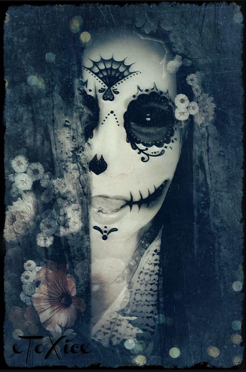 800x1211 Romance Woods, creepy, dark, goth, gothic, scary, skull, sugar, sugarskull, HD phone wallpaper