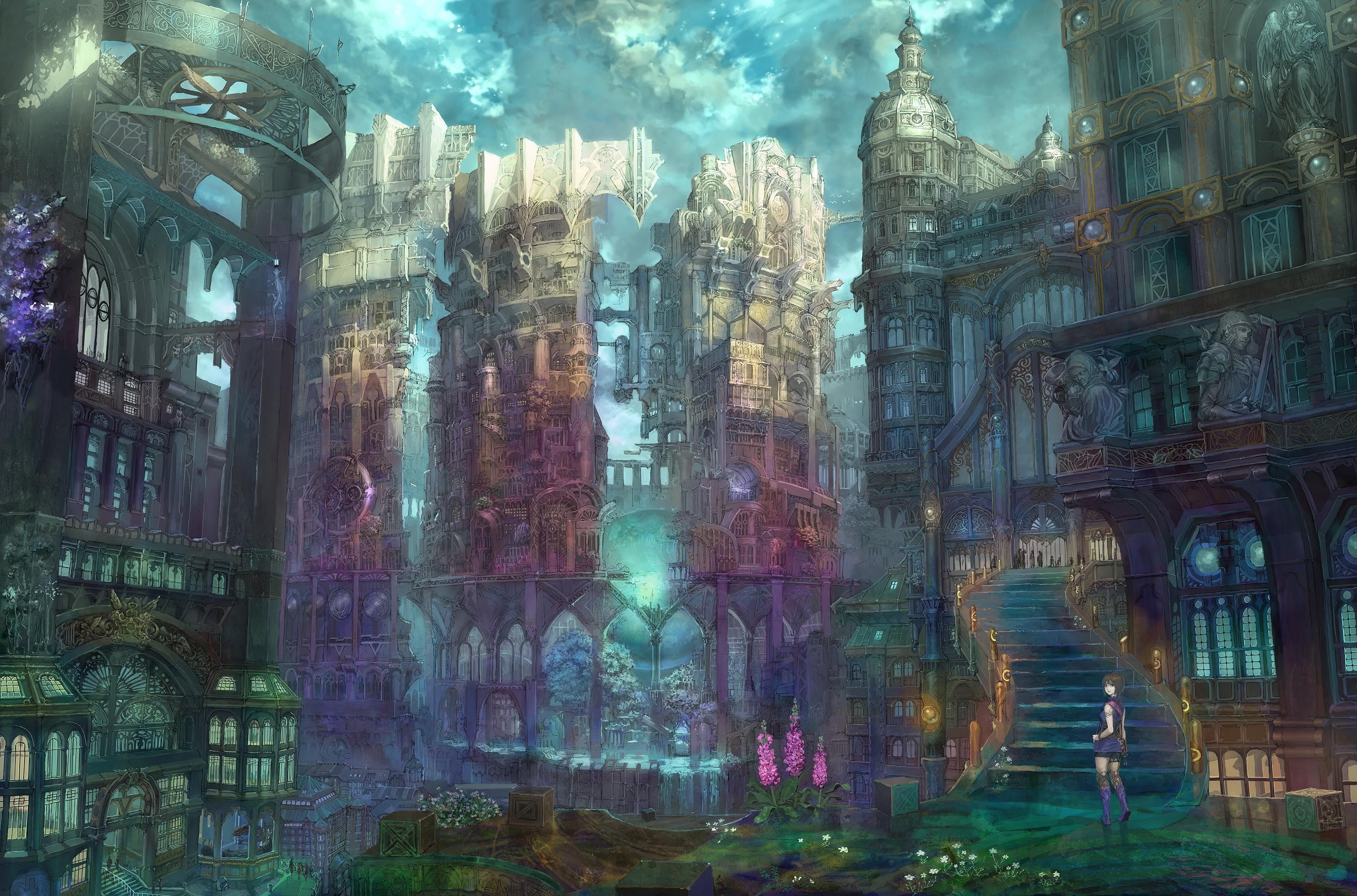 3100x2046 Assorted Color Gothic Building Painting HD Wallpaper
