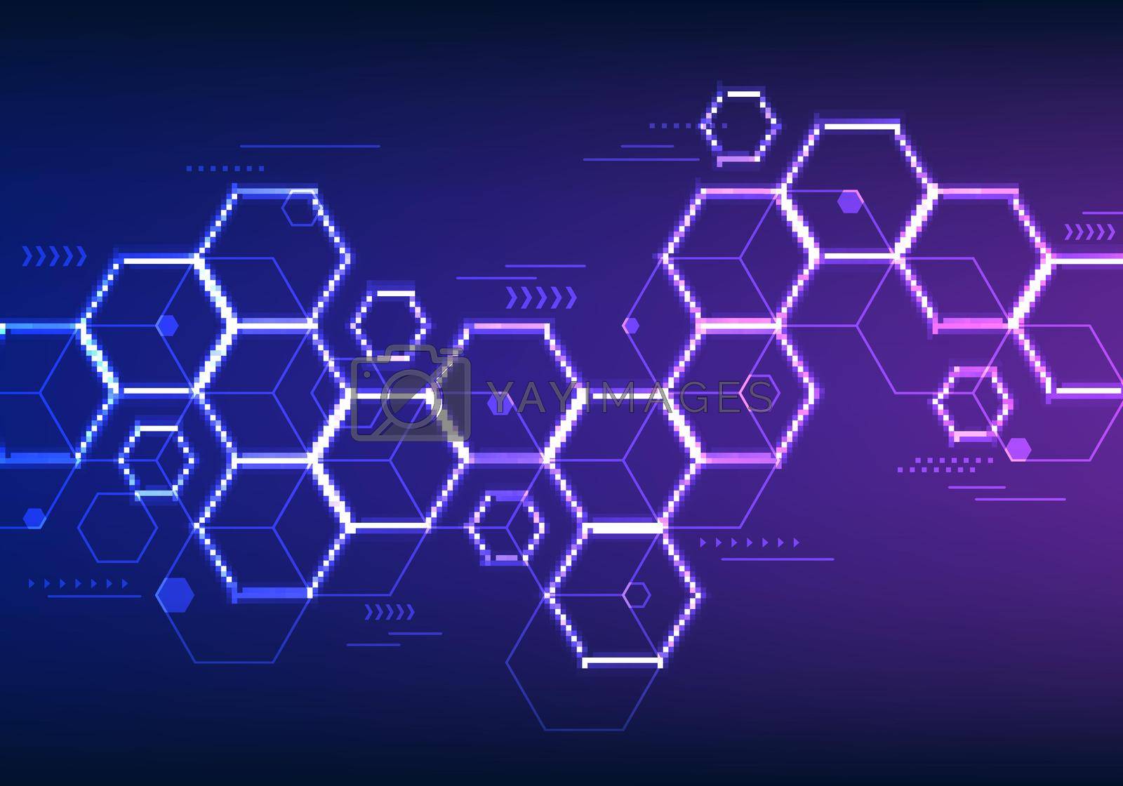 1600x1120 Abstract innovation technology background blue and purple neon lighting hexagon geometric pattern by phochi Vectors & Illustrations with Unlimited Downloads