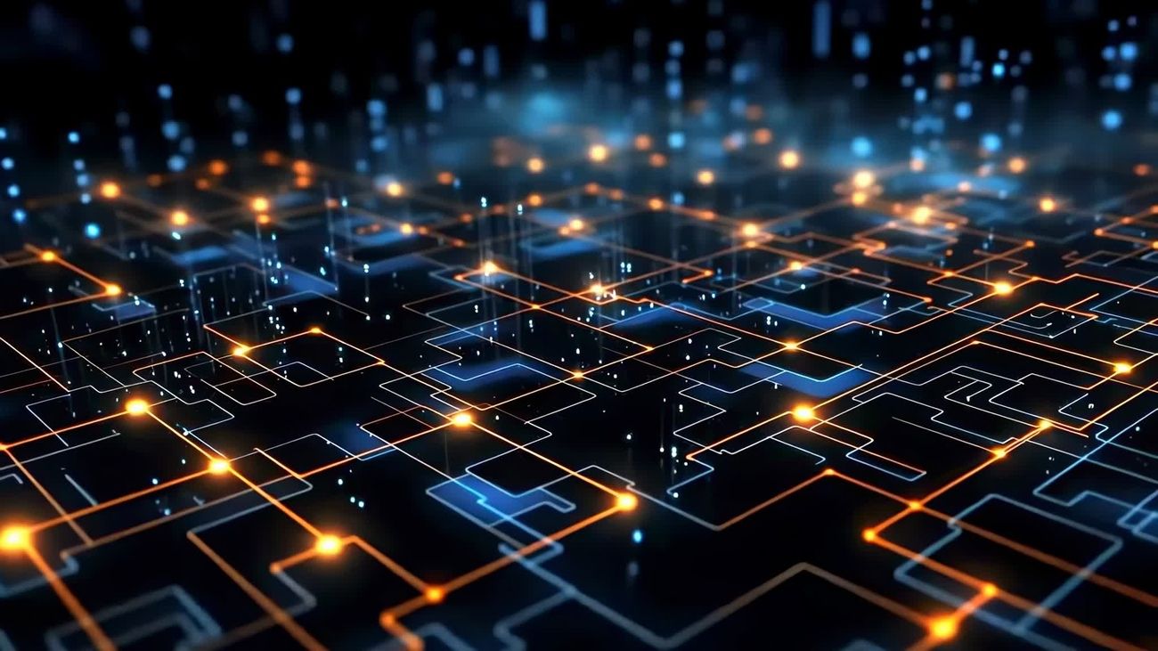1300x731 Futuristic circuit board design glowing
