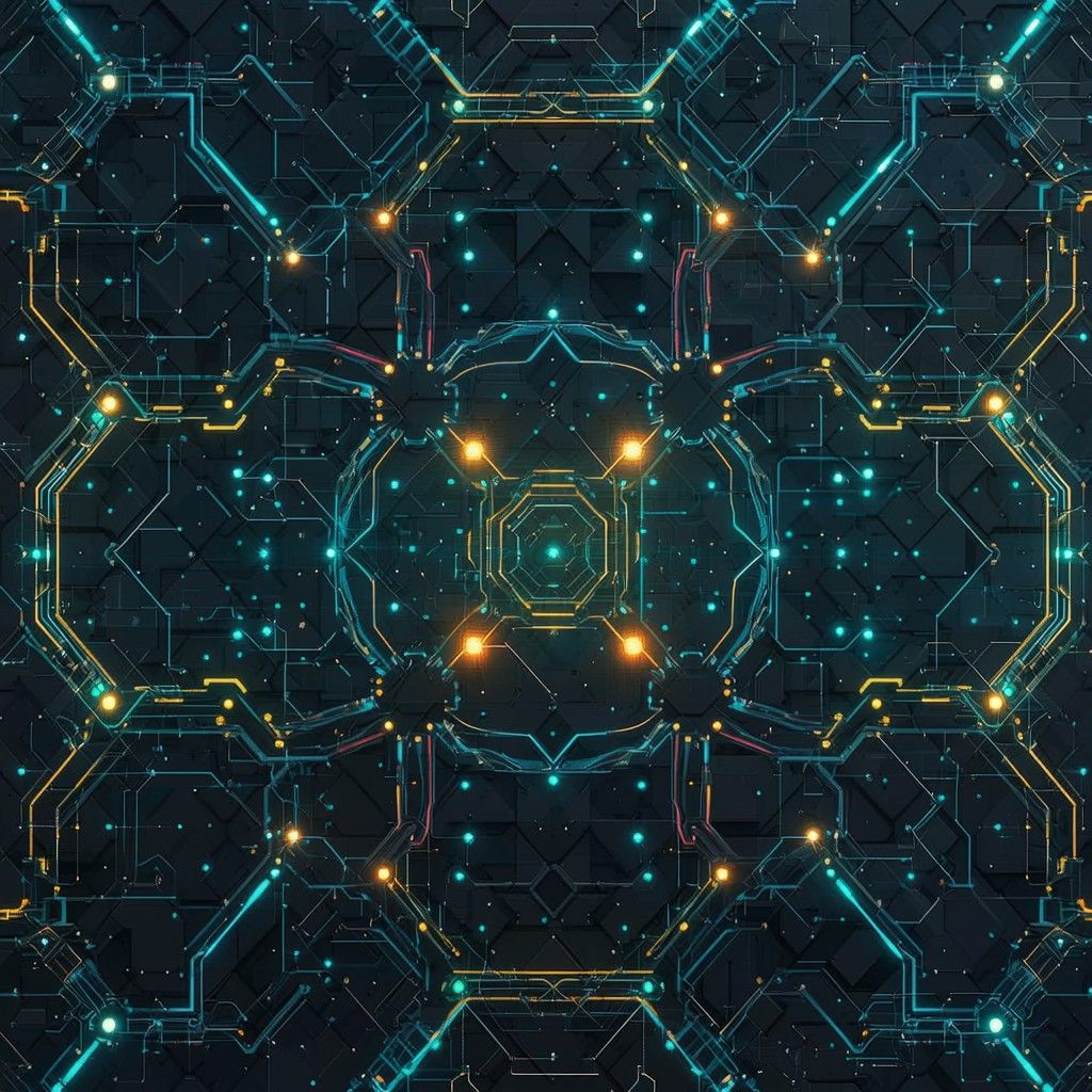 1024x1024 Free Digital Circuit Pattern Image, Hexagonal, Geometric