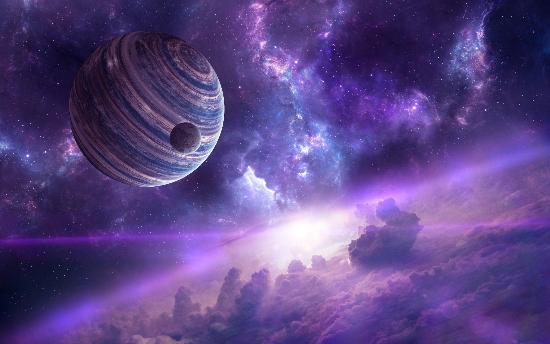 1920x1200 Purple Nebula Planet Fi HD Wallpaperx2000