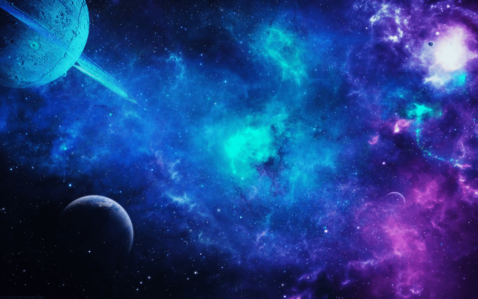 1920x1200 Cosmic Nebula: A Sci Fi Voyage Through Purple And Blue Worlds By Tuomas Pekkarinenx1200