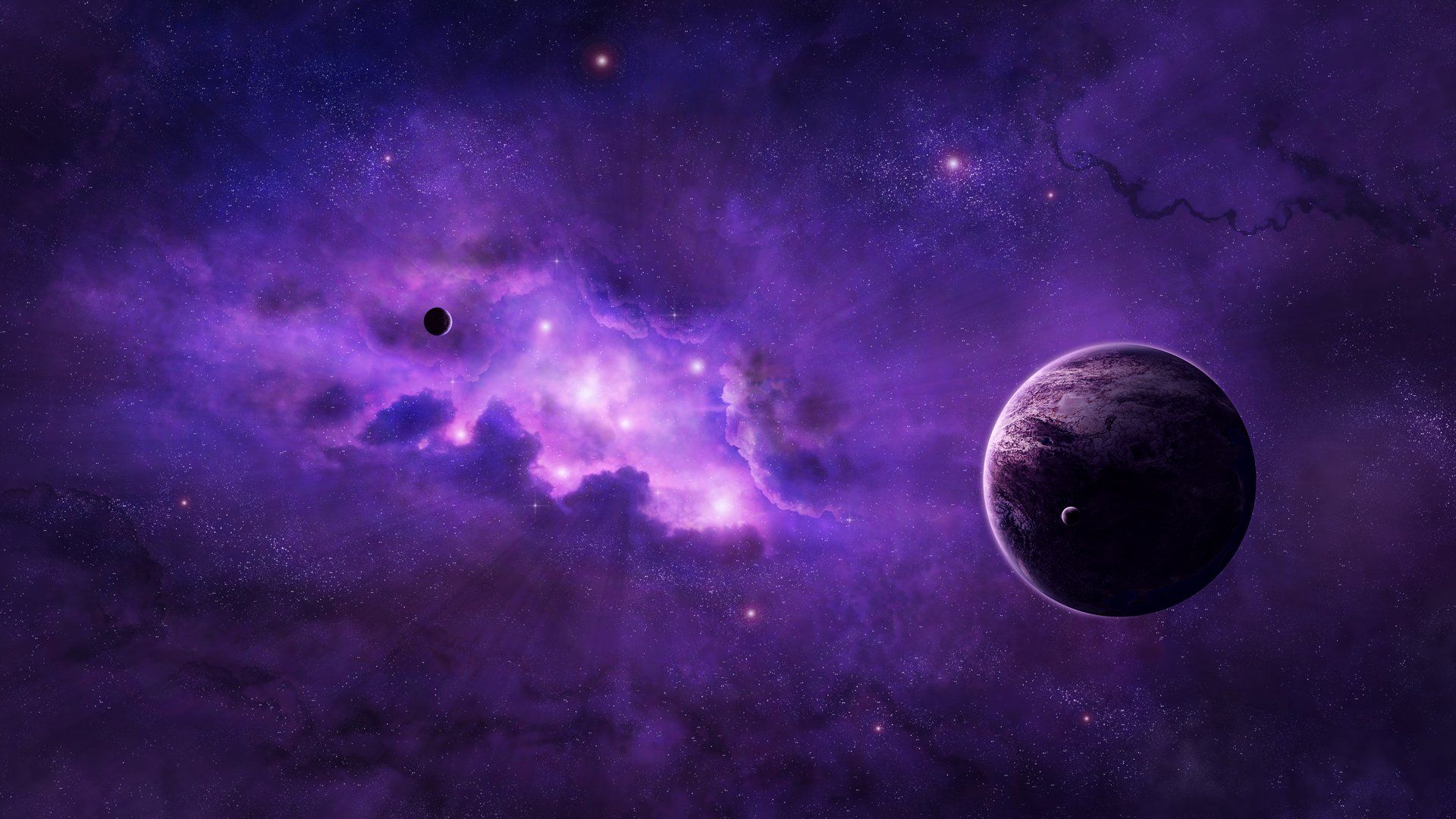 1920x1080 Galactic Purple Nebula: Stunning Sci Fi Planet HD Wallpaper By Paco Molnarx1080