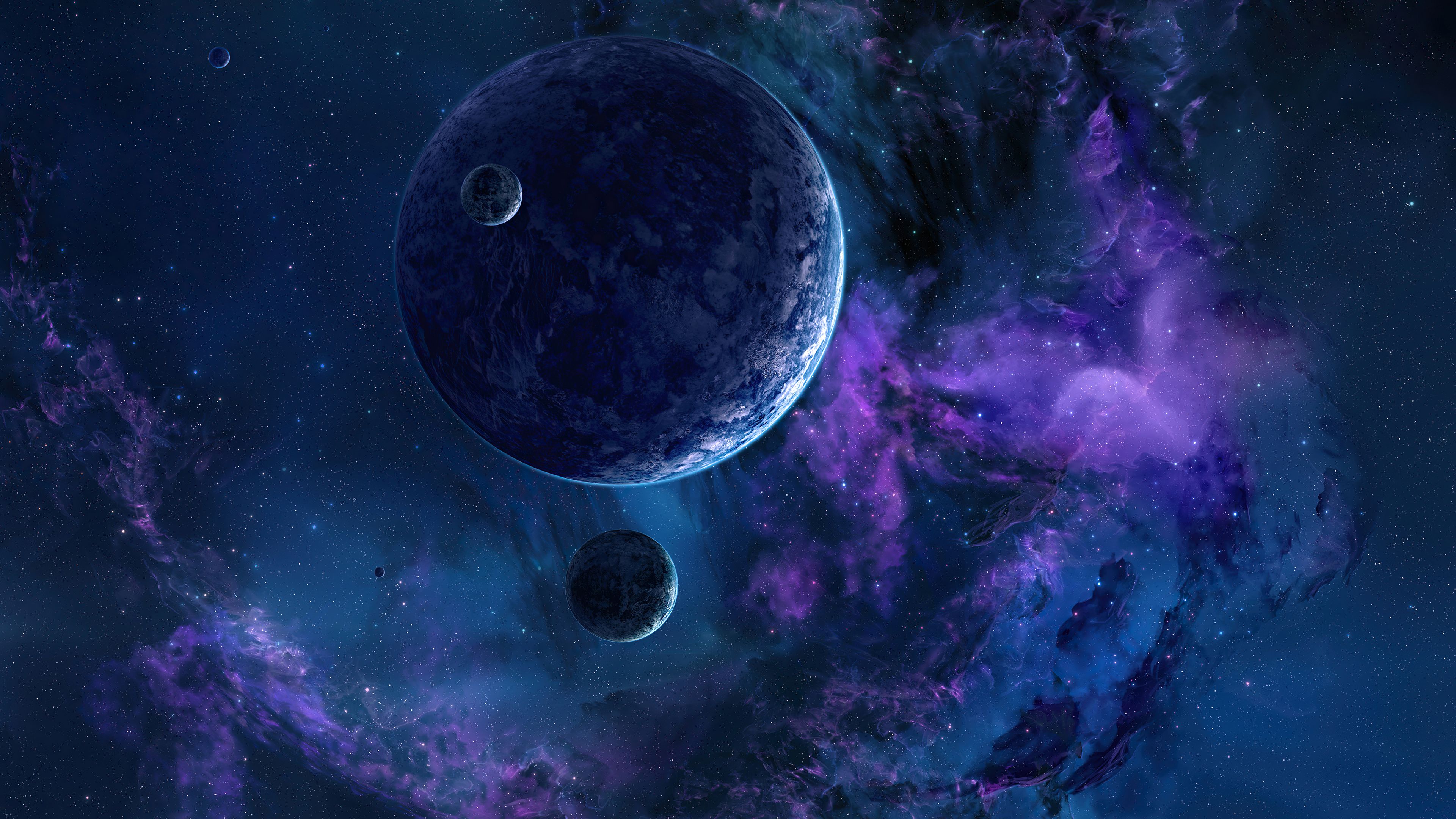 3840x2160 Space Galaxy Purple Starry Sky Earth 4K HD Space Wallpaper