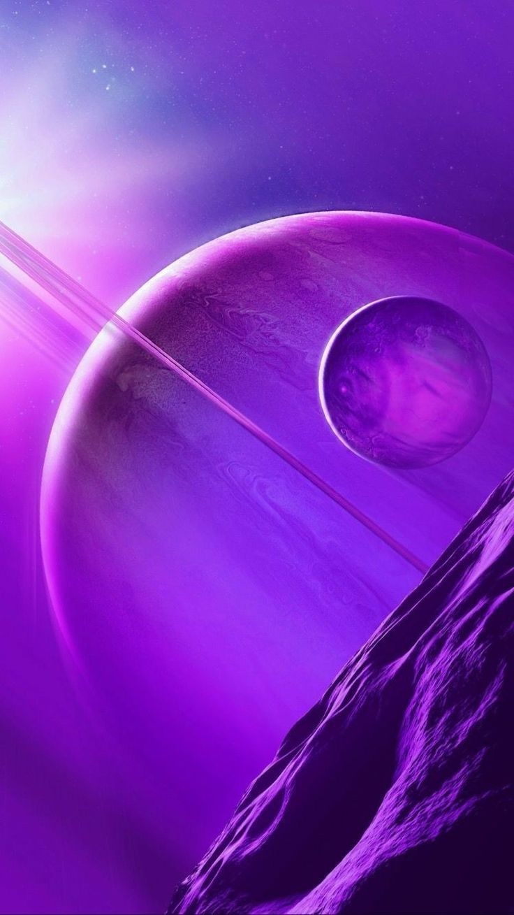 736x1309 Purple Space Wallpaper with Planets and Satellites. Galaxy artwork, Dark purple wallpaper, Qhd wallpaper