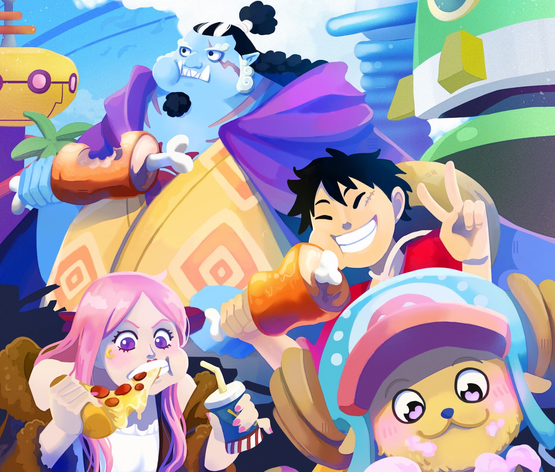 1920x1634 One Piece Adventure HD: Luffy, Jinbe & Chopper Unite! by Carolina Nickelle Loisx1634