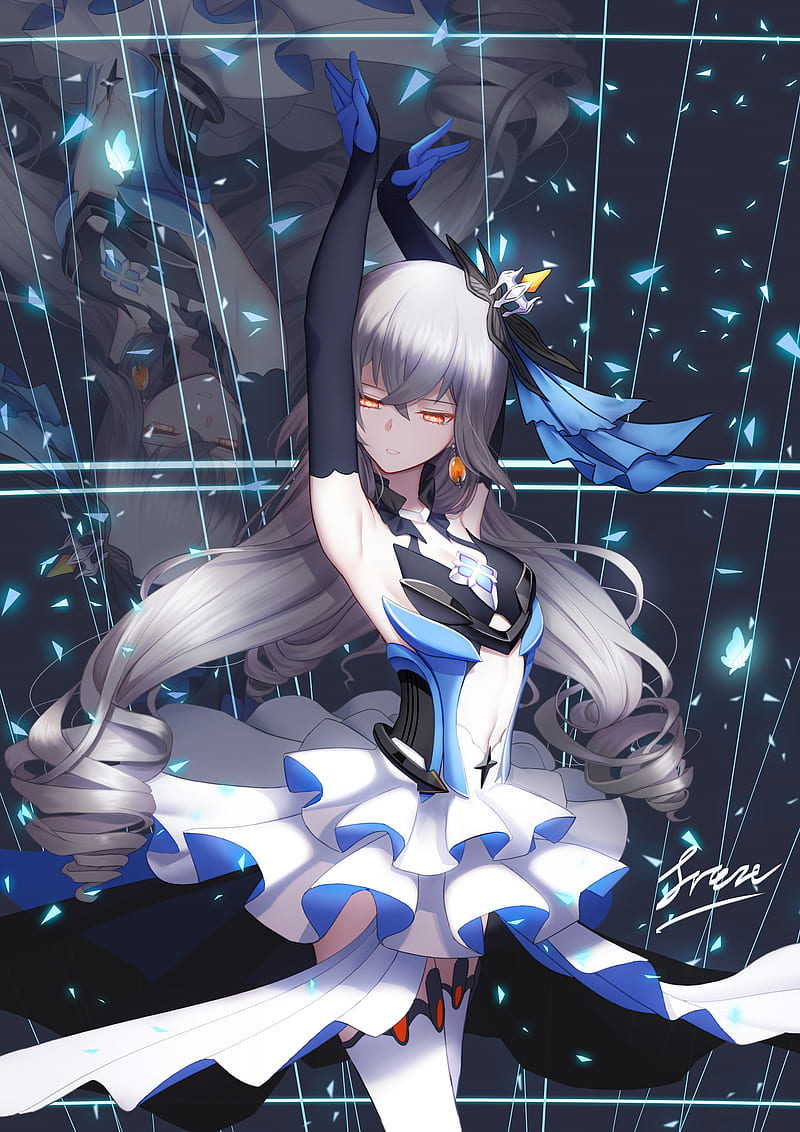 800x1132 FREZE, Honkai Impact 3rd, Bronya Zaychik, glowing eyes, white pantyhose, dress, HD phone wallpaper