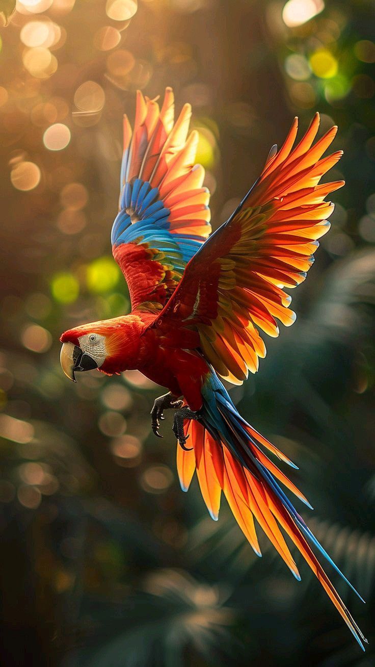 736x1308 Colorful Parrot in Flight. Fotos de araras, Imagens de passaros, Desenhos de aves
