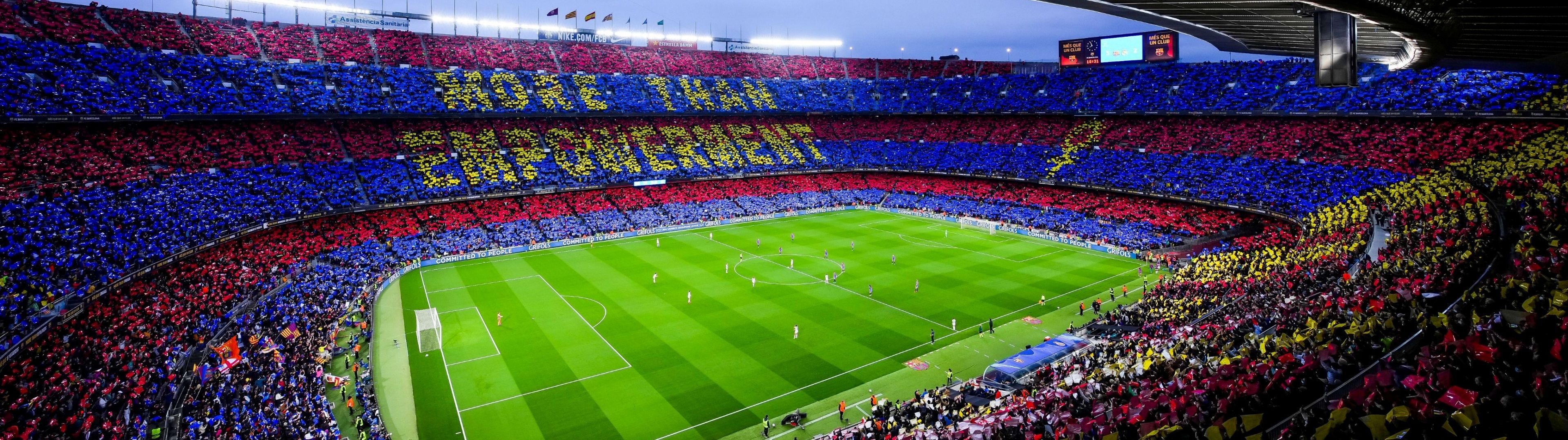 3840x1080 Camp Nou Wallpaper 4K, Stadium, FC Barcelona, Barcelona