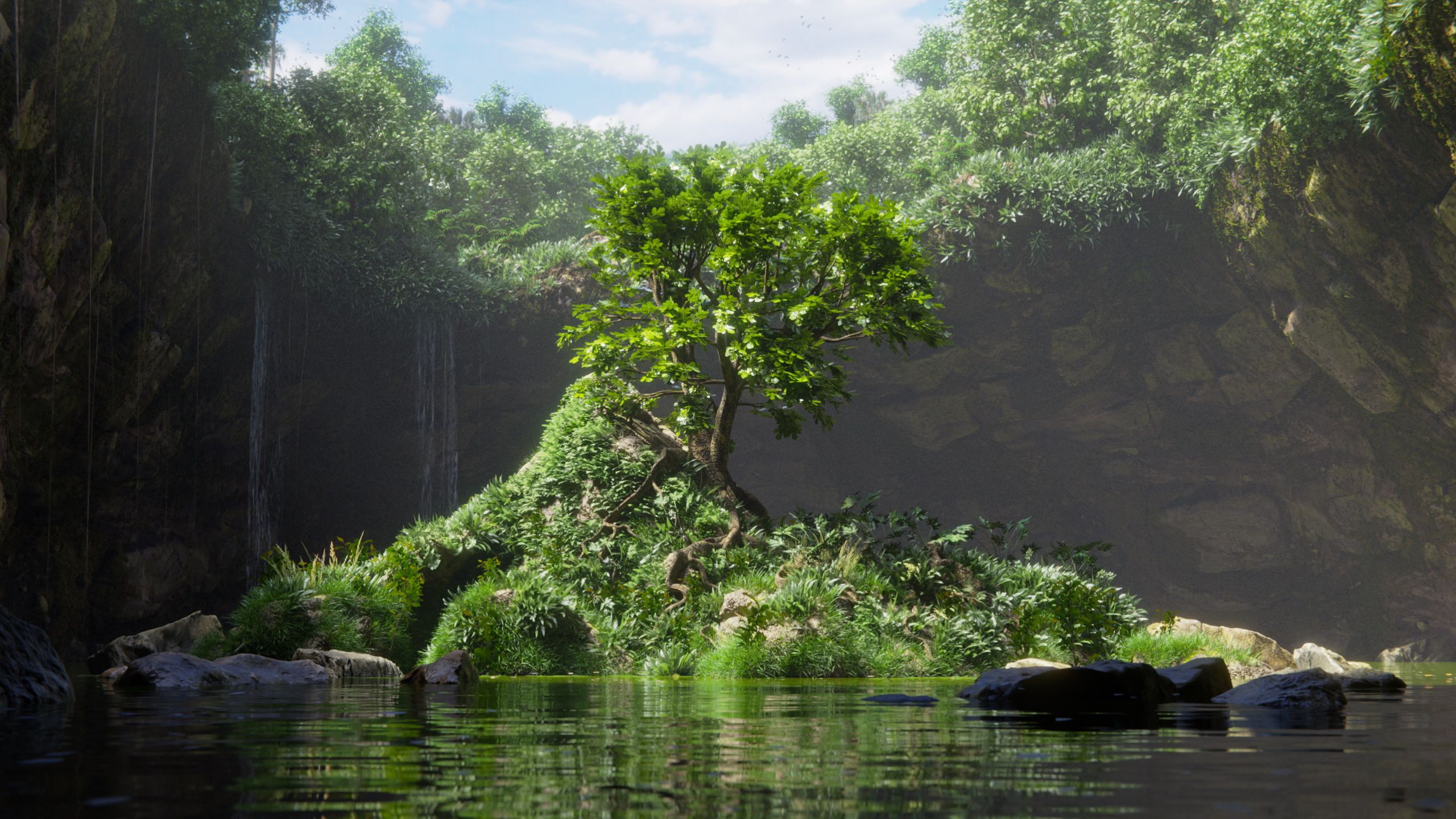 2560x1440 Flooded Cave Entrance Critiques Artists Community