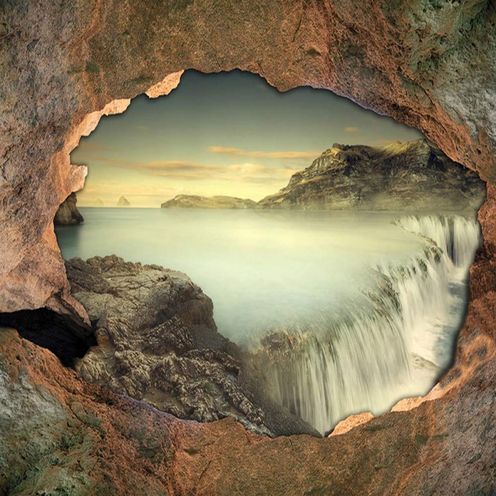 1000x1000 Wallpaper, Retro Stone Wall, Cave Entrance, Waterfall, Mountain Landscape, Nature, Large Self Adhesive Wallpaper, Peel And Stick, Removable Contact Paper, Vinyl Wall Picture, Suitable For Decorative : Amazon.de: DIY & Tools