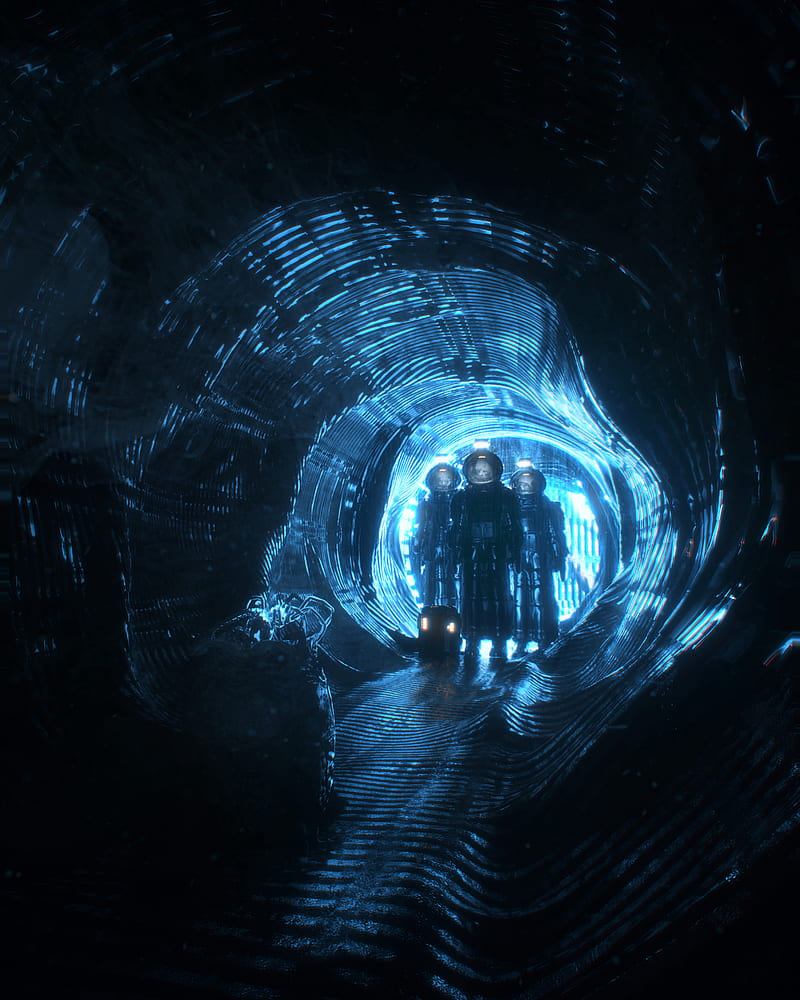 800x1000 Cave, dark, aliens, entrance, light, blue, HD phone wallpaper