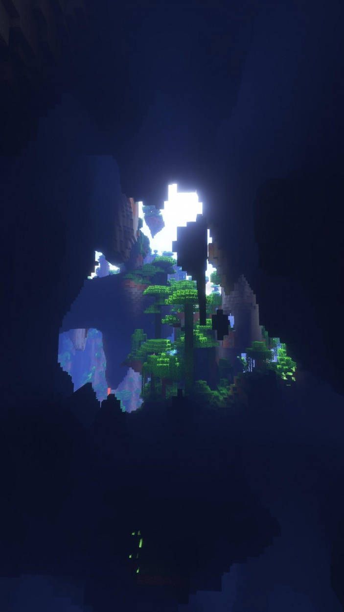 703x1250 Download Video Game Cave Entrance Minecraft iPhone Wallpaper
