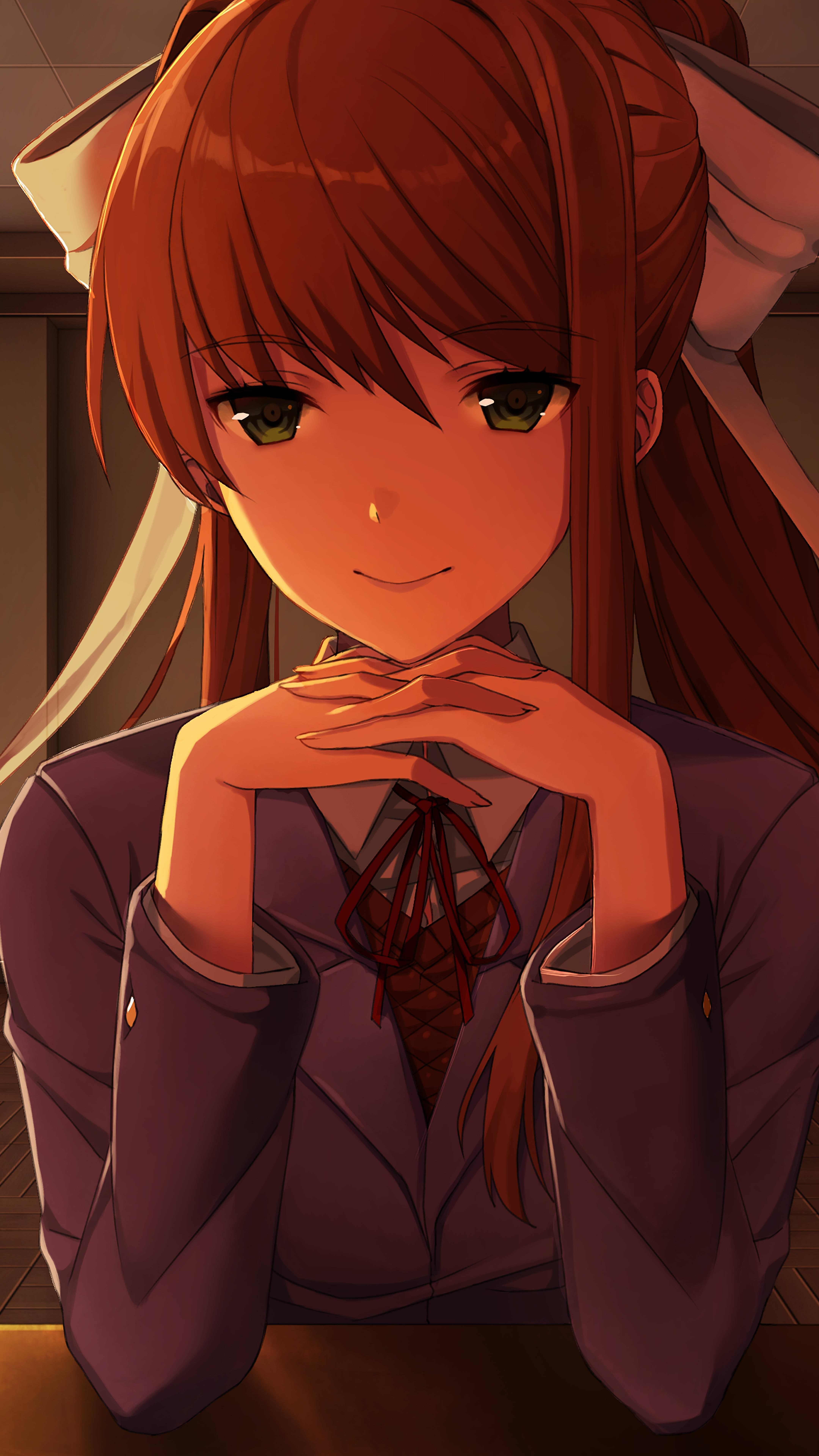 4320x7680 Made Upscaled 5K Wallpaper Of Monika For Desktop & Mobile, Enjoy! (repost From R JustMonika)