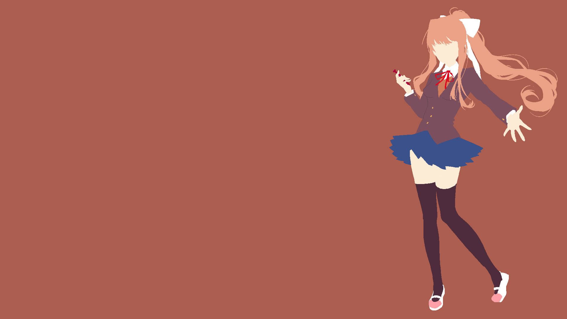 1920x1080 Download Minimalist Monika Doki Doki Literature Club Art Wallpaper