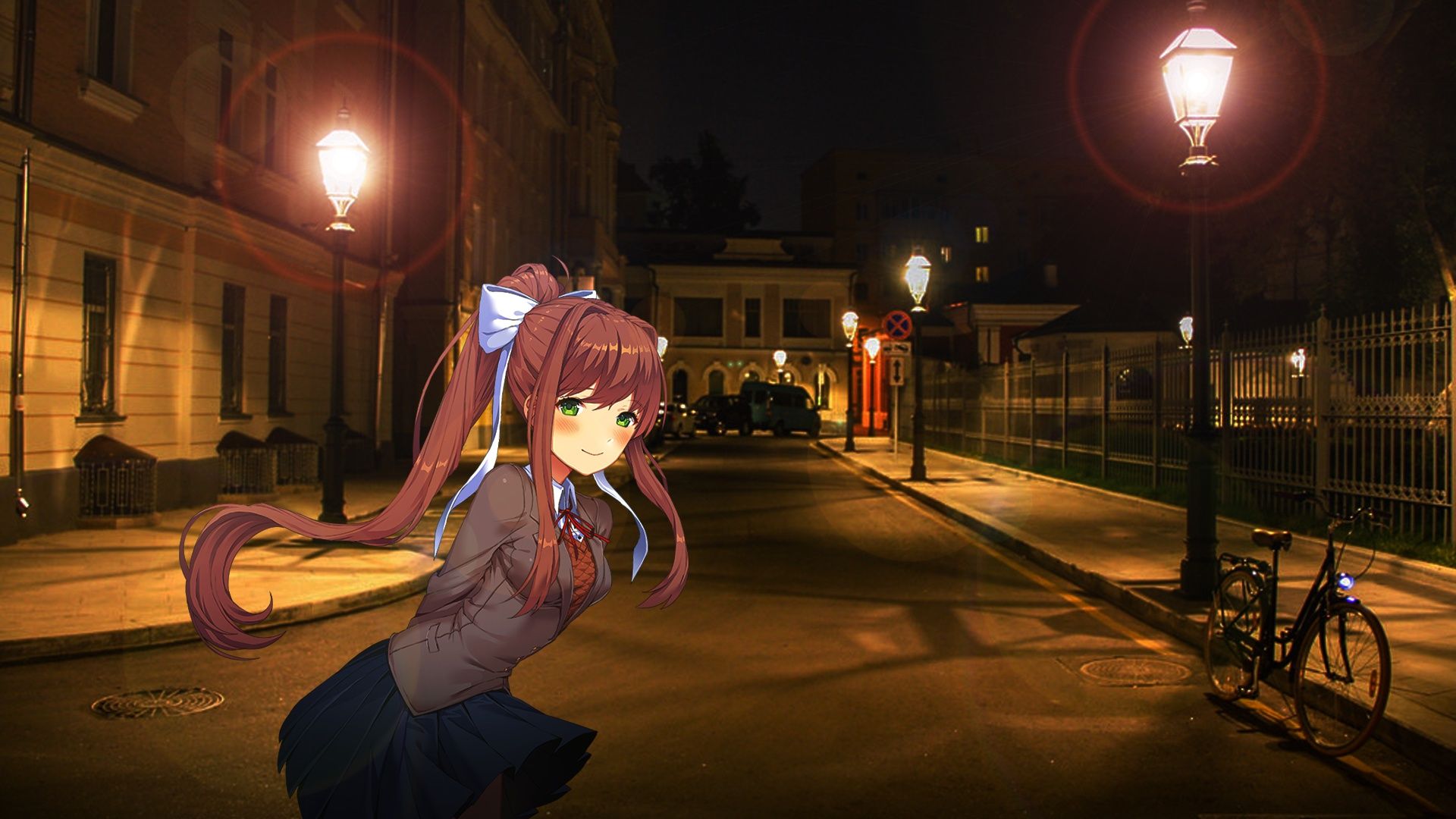 1920x1080 Wallpaper Monica, Monika, ddlc, docks docks literary club, doki doki literature club, DLC for mobile and desktop, section игры, resolution 1920x1080