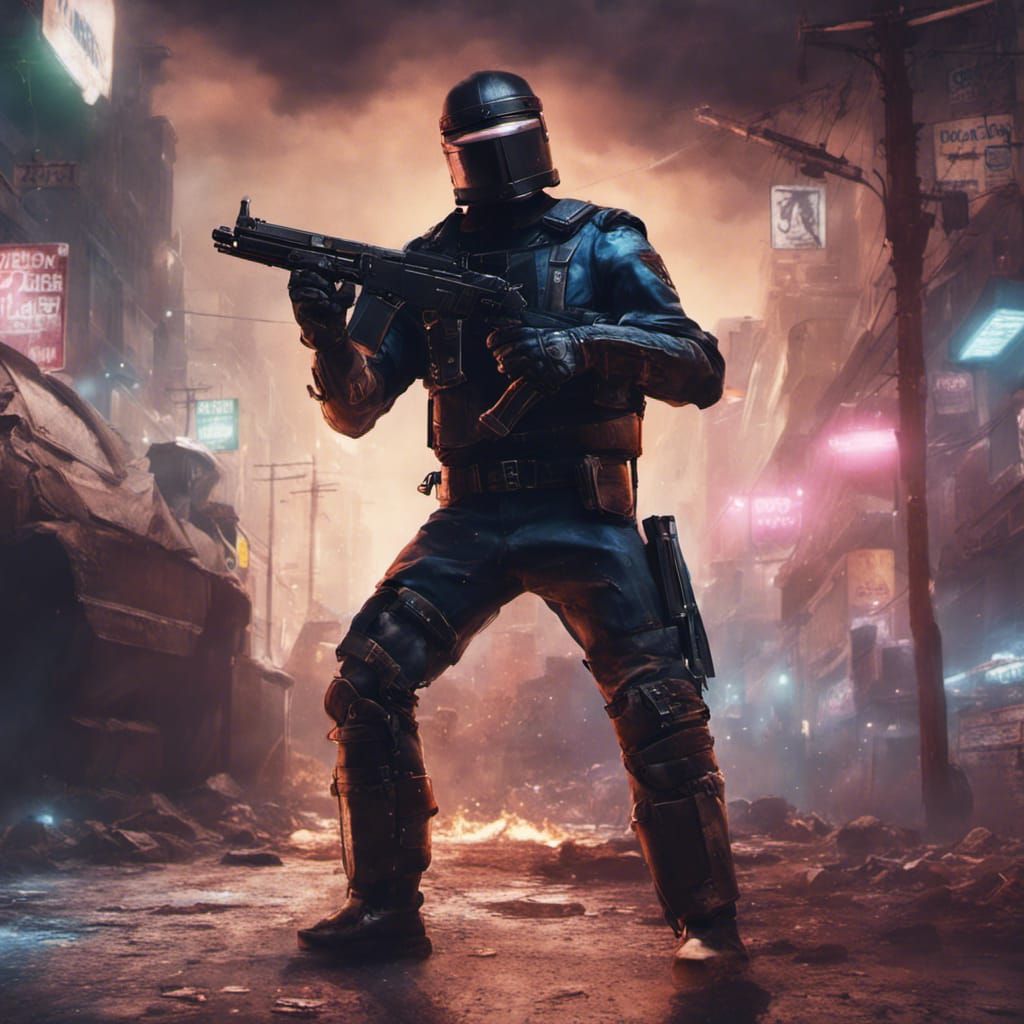 1024x1024 Cyberpunk Ned Kelly Shootout: Detailed Matte Paint