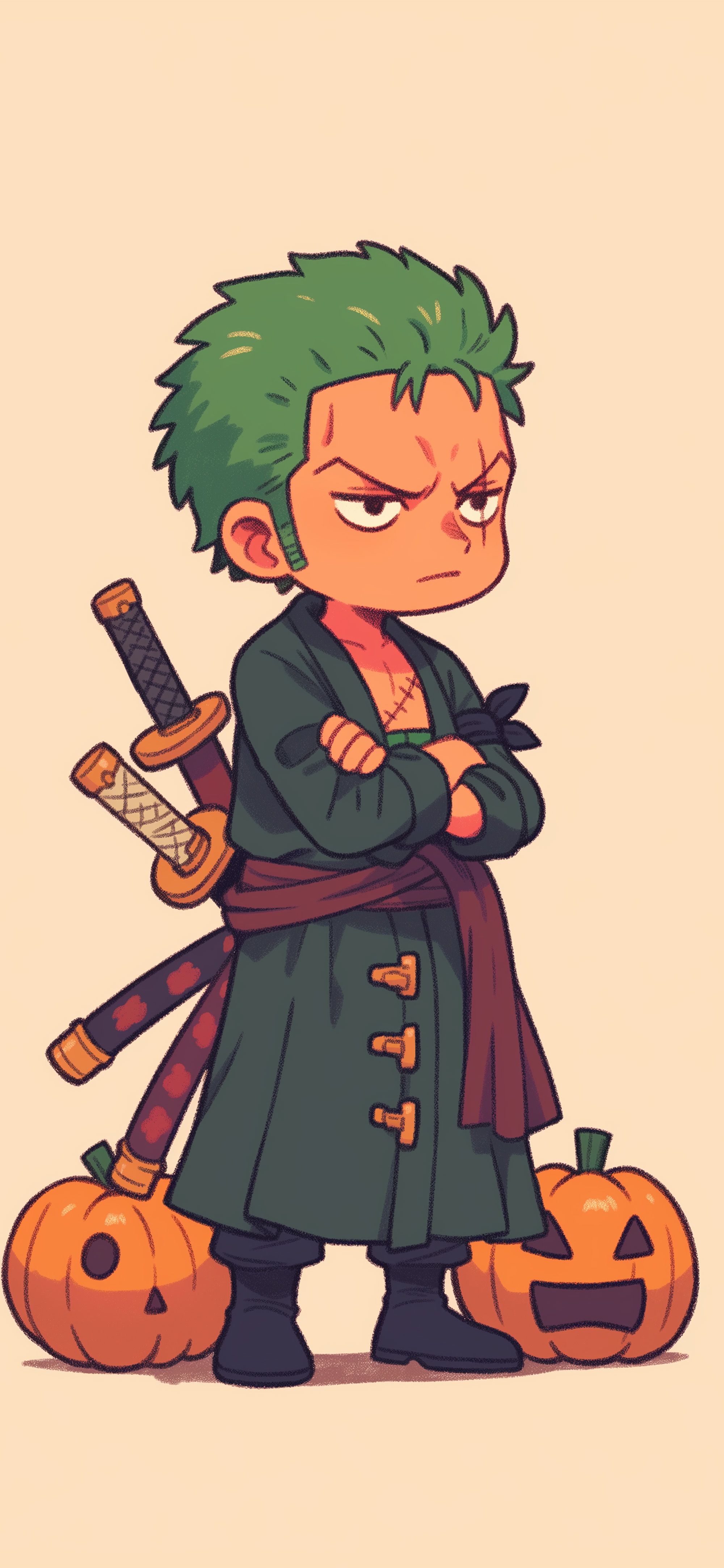 2000x4329 Chibi Zoro Swordsman One Piece Halloween Wallpaper iPhone