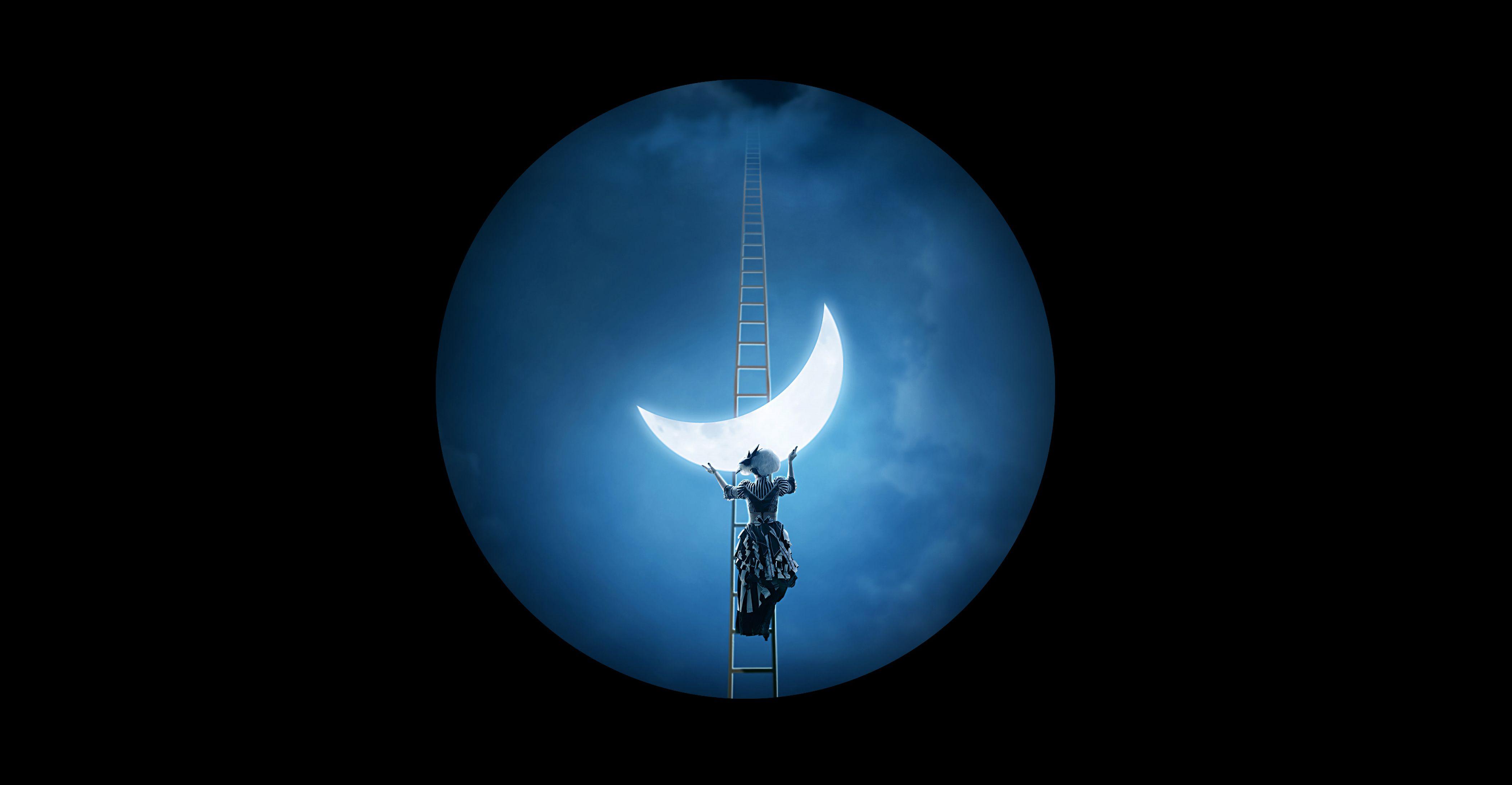 4200x2180 4K Ladder to The Moon Wallpaper, HD Artist 4K Wallpaper, Image