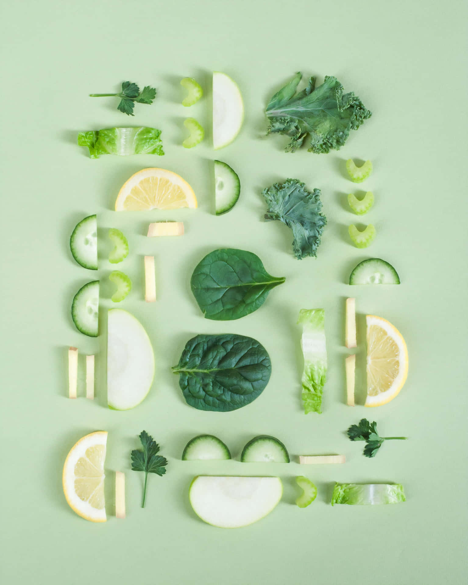 1536x1920 Download Aesthetic Green Background Flat Lay Of Healthy Foods