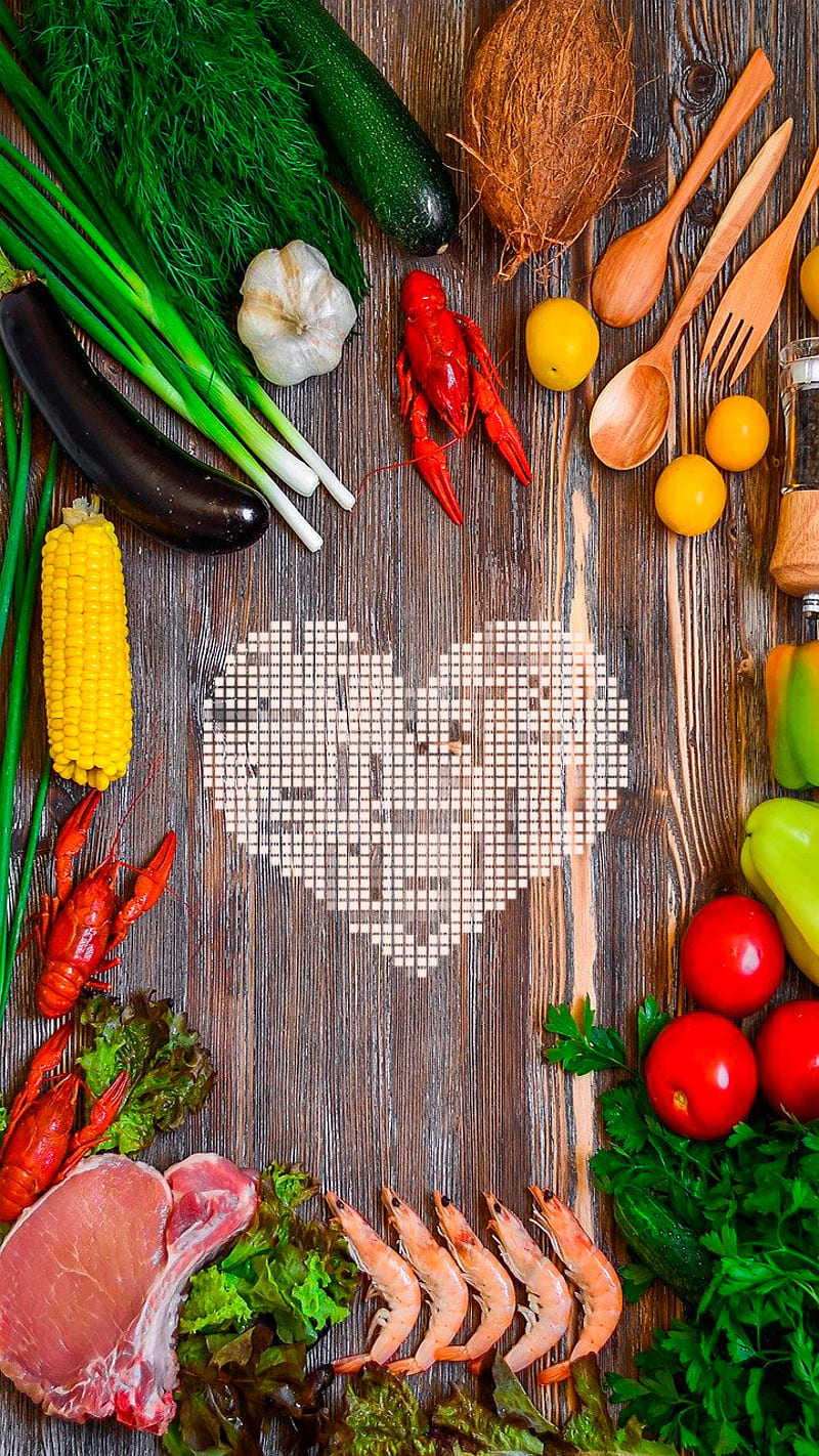 800x1422 Food Is My Religion, Health, Heart, Love, Meat, Self Care, Shrimp, Spices, Vegetables, HD Phone Wallpaper