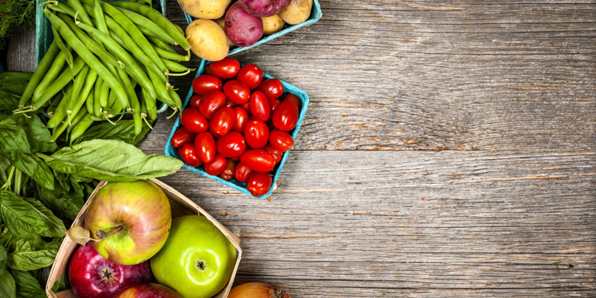 2000x1000 Wallpaper Red Round Fruits on Brown Wooden Table, Background Free Image