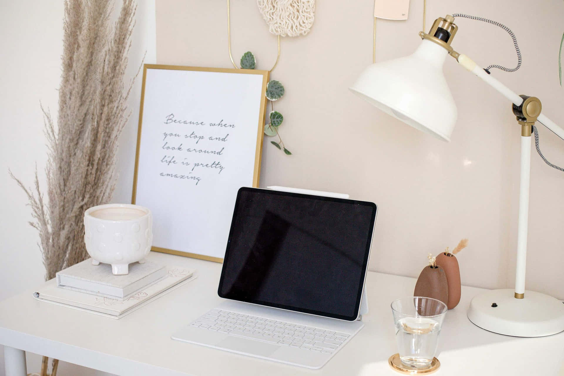 1920x1280 Download Minimalist Work Desk Setup Wallpaper