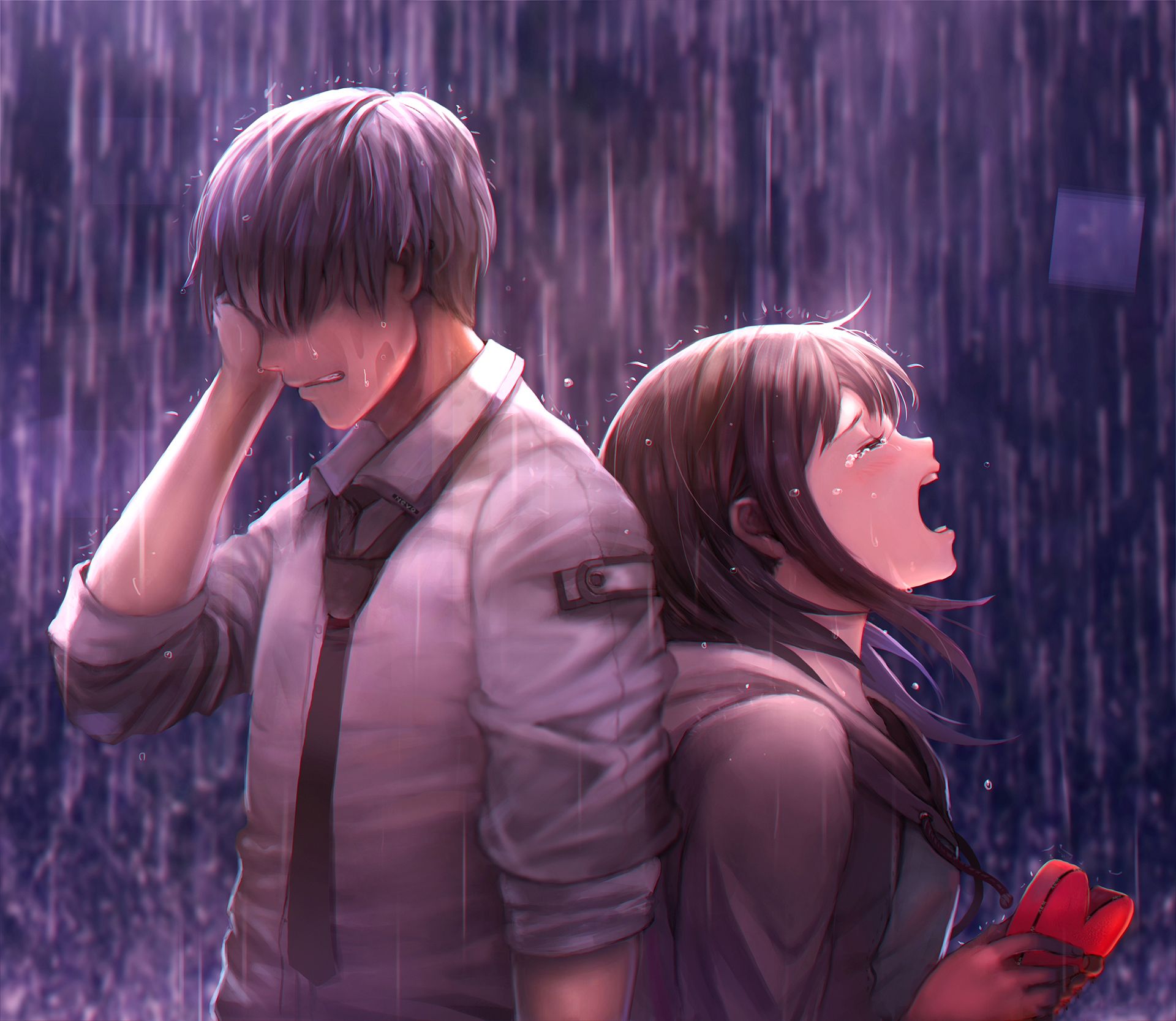 1920x1667 Phone wallpaper: Sad, Rain, Anime, Original, Tears 881336