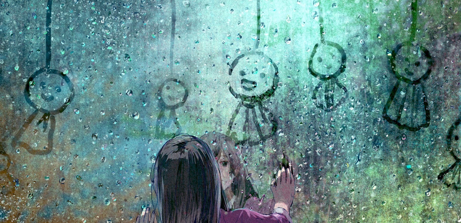 1920x930 Reflective Tears: Anime Girl Ultra HD Wallpaper