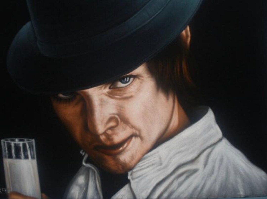 1080x804 Alex Delarge Malcolm Mcdowell A Clockwork Orange Black Velvet Oil Painting Handpainted Signed Art