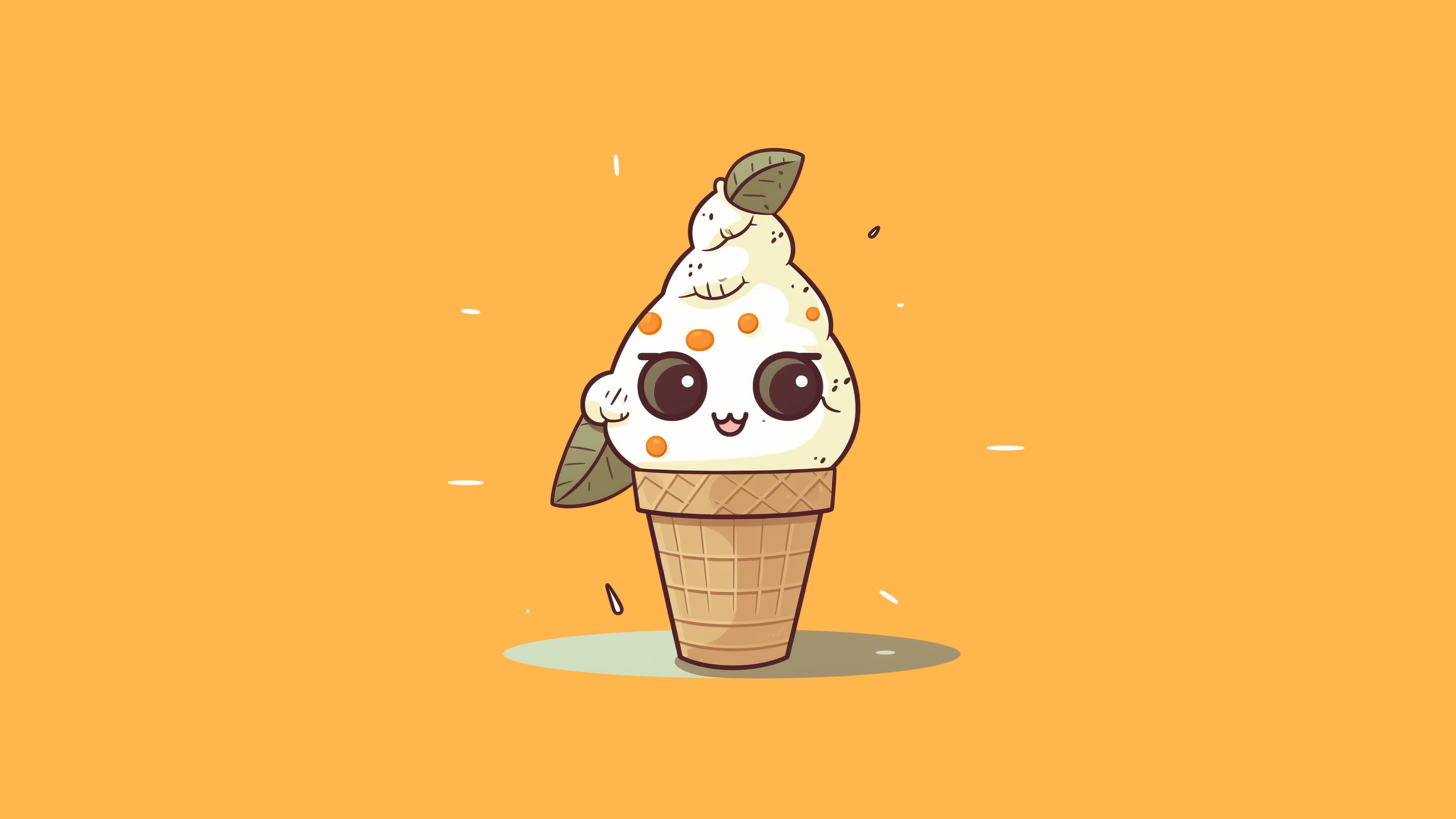5120x2880 Kawaii ice cream Wallpaper 4K, Desert, Cute face, Kawaii cartoon