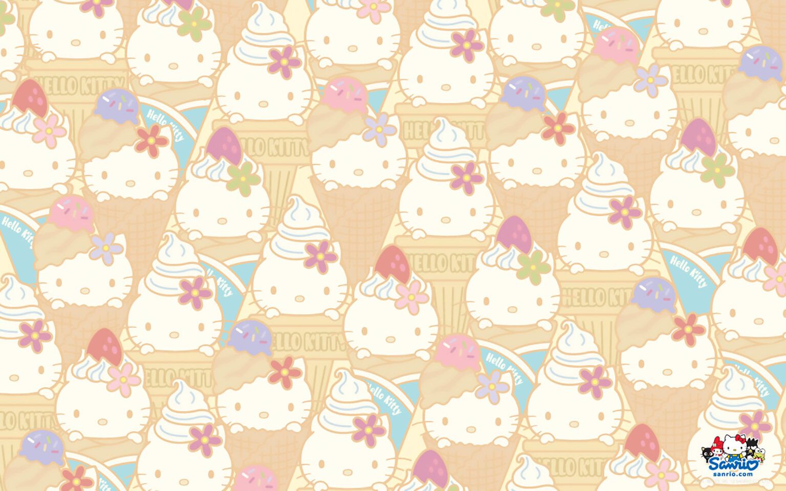 1536x960 Sanrio Hello Kitty Ice Cream Pattern Desktop Wallpaper