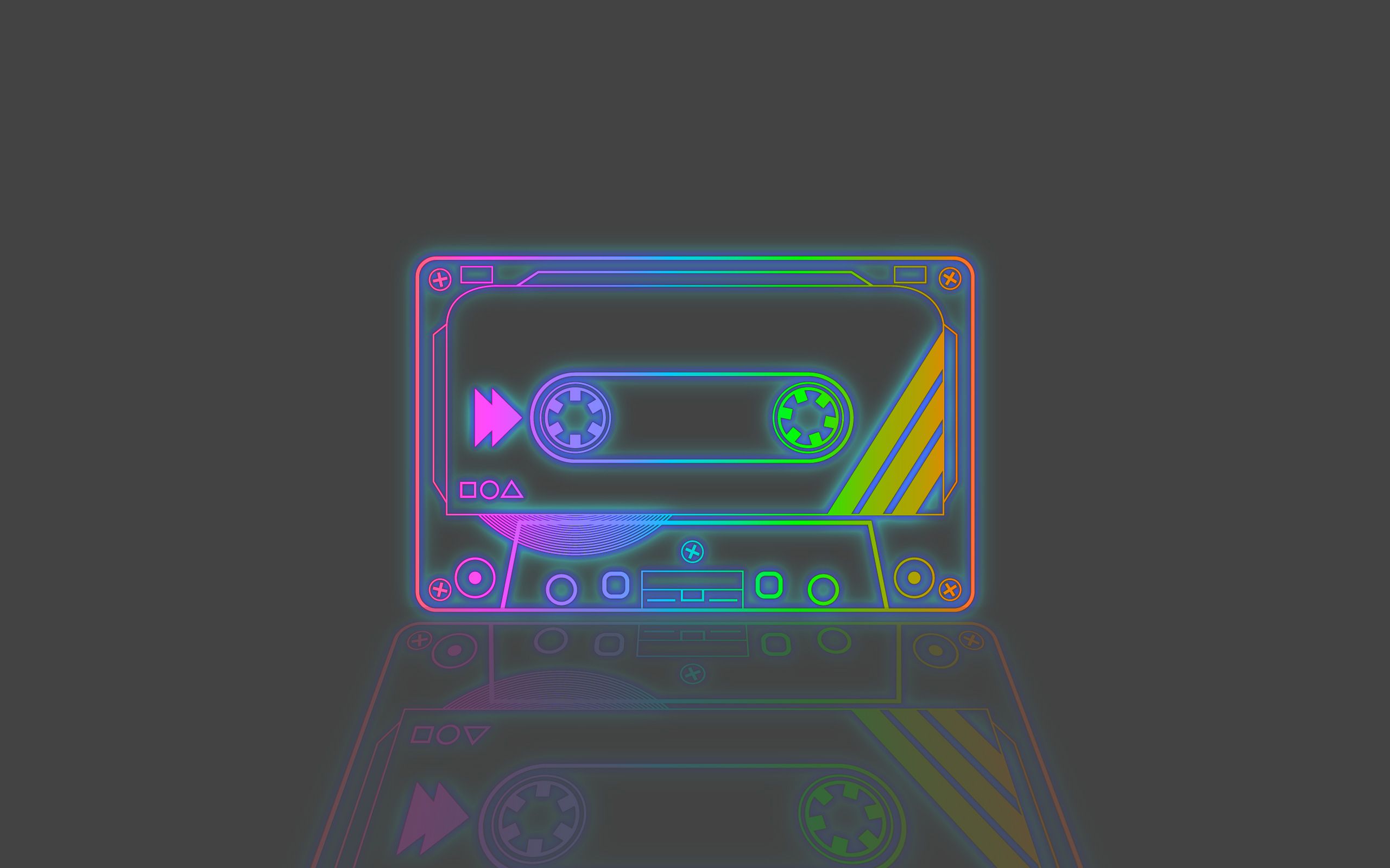 2560x1600 Neon Retro Vibes: HD Cassette Music Wallpaperx1600