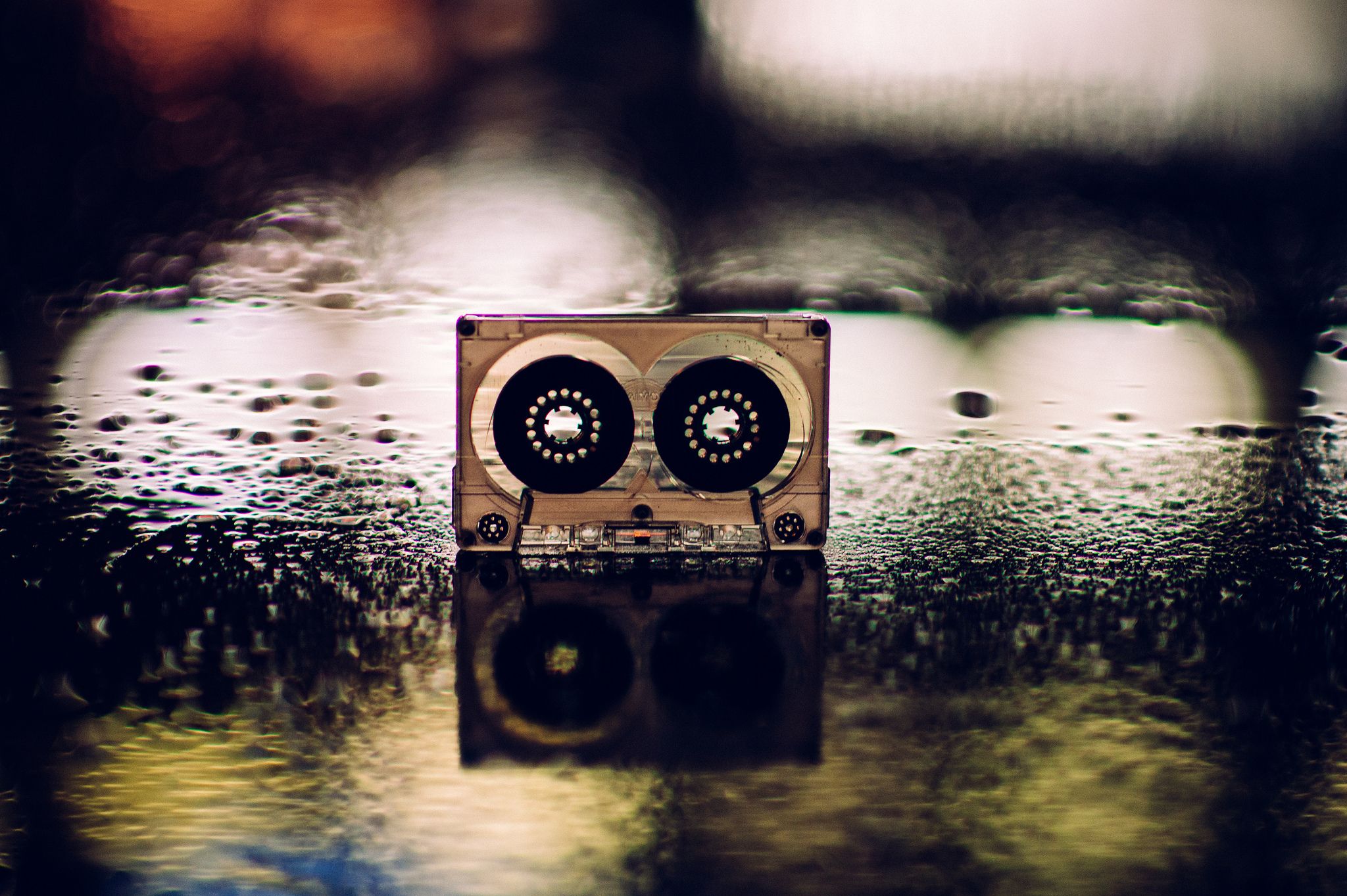 2048x1363 Wallpaper Reflection, Water, Compact Cassette, Drawing, Music, Background Free Image
