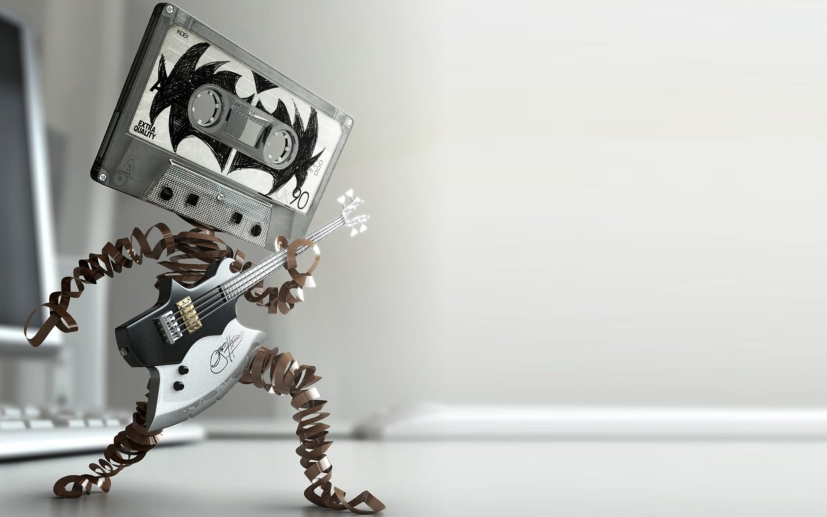 1680x1050 Kiss cassette figurine, music, humor, cassette, guitar HD wallpaper
